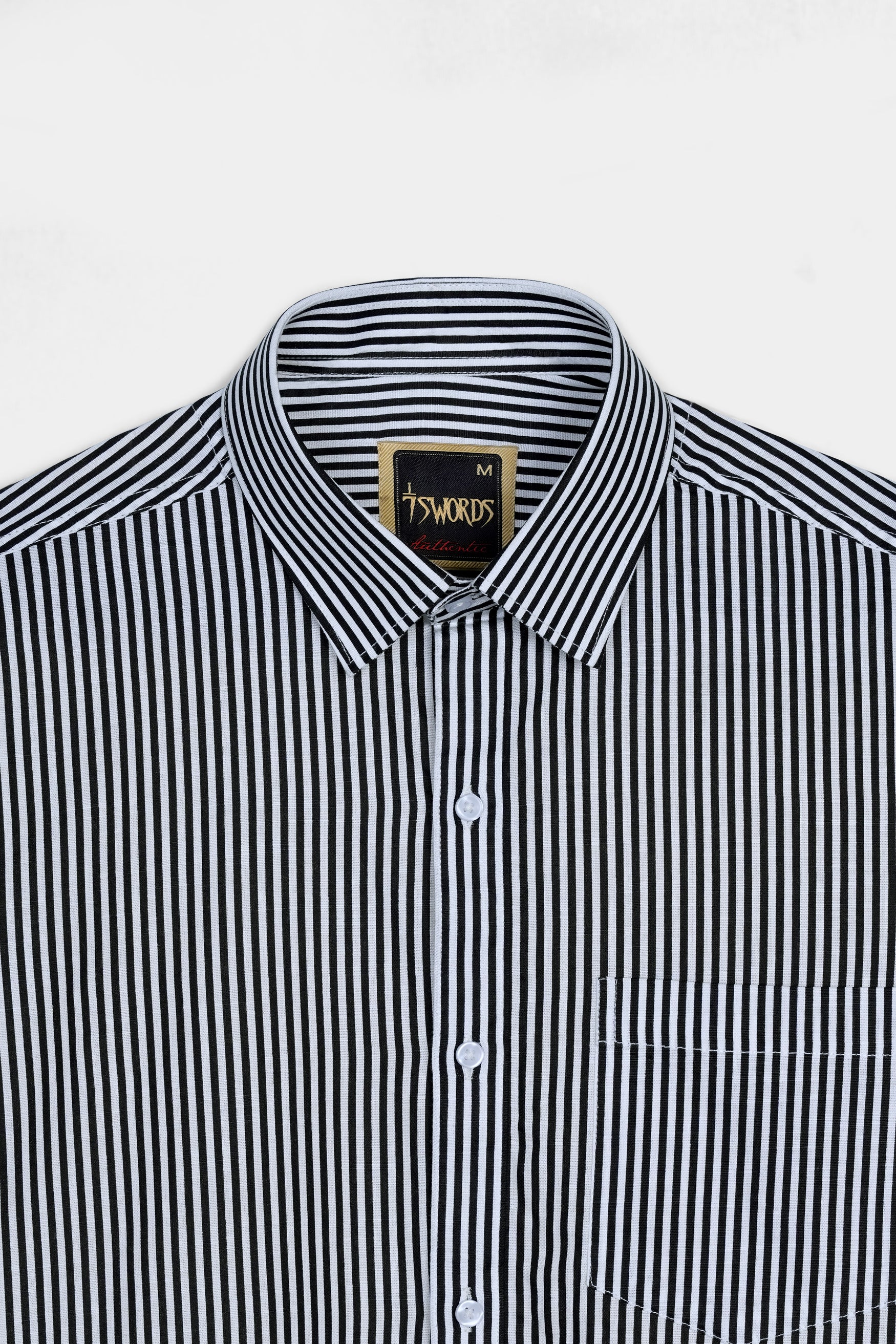 Bright White and Black Striped Premium Cotton Shirt