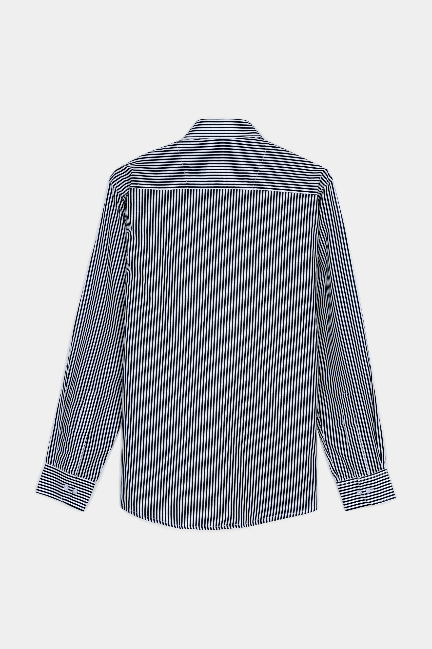 Bright White and Black Striped Premium Cotton Shirt