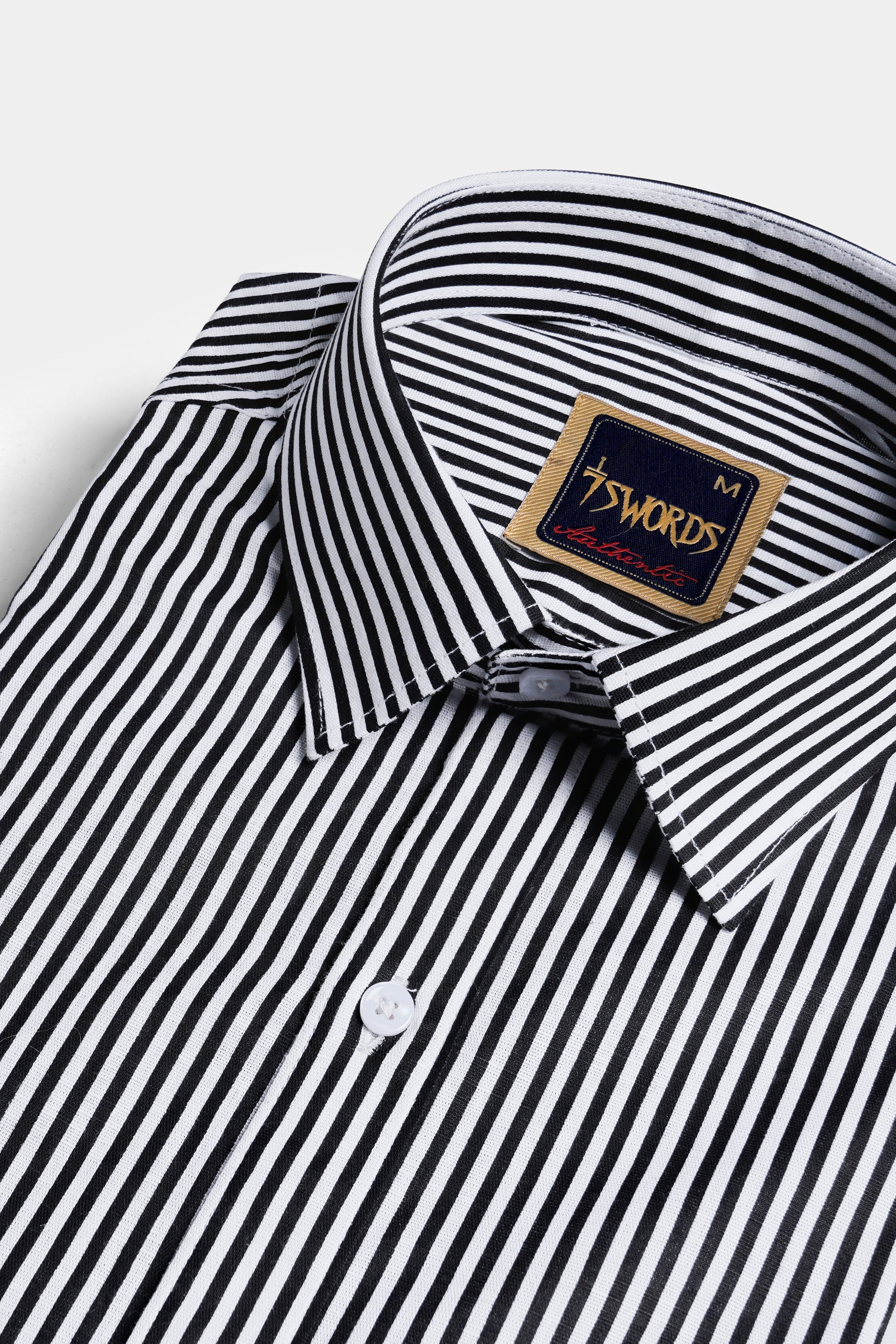 Bright White and Black Striped Premium Cotton Shirt