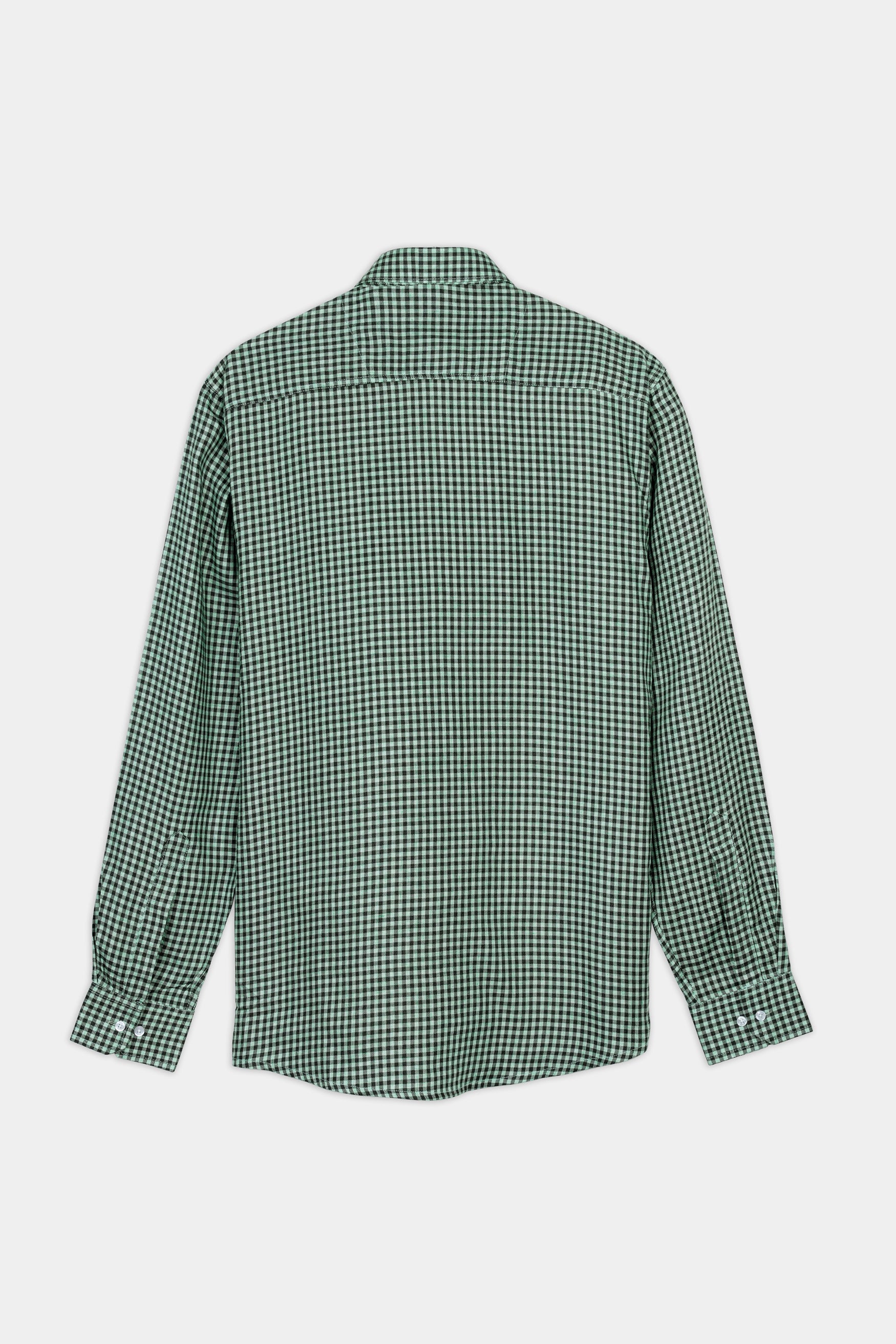 Cascade Green and Baltic Sea Blue Gingham Checkered Premium Cotton Button Down Shirt