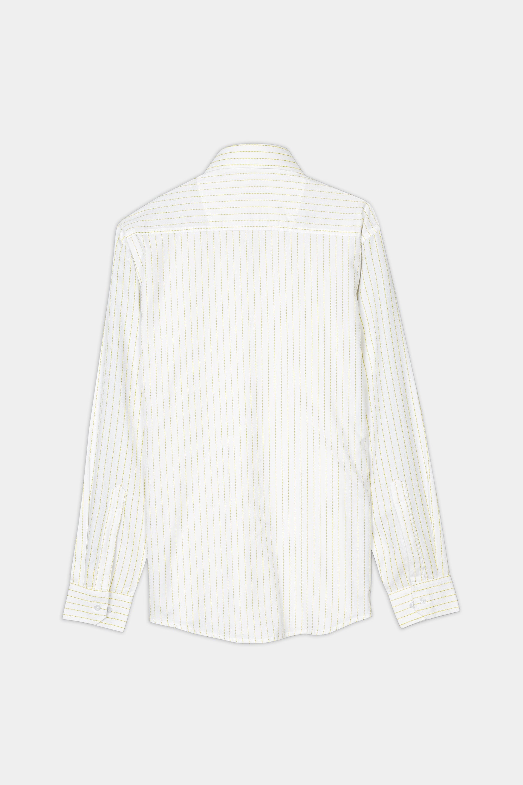 Bright White and Sandy Yellow Striped Premium Cotton Shirt