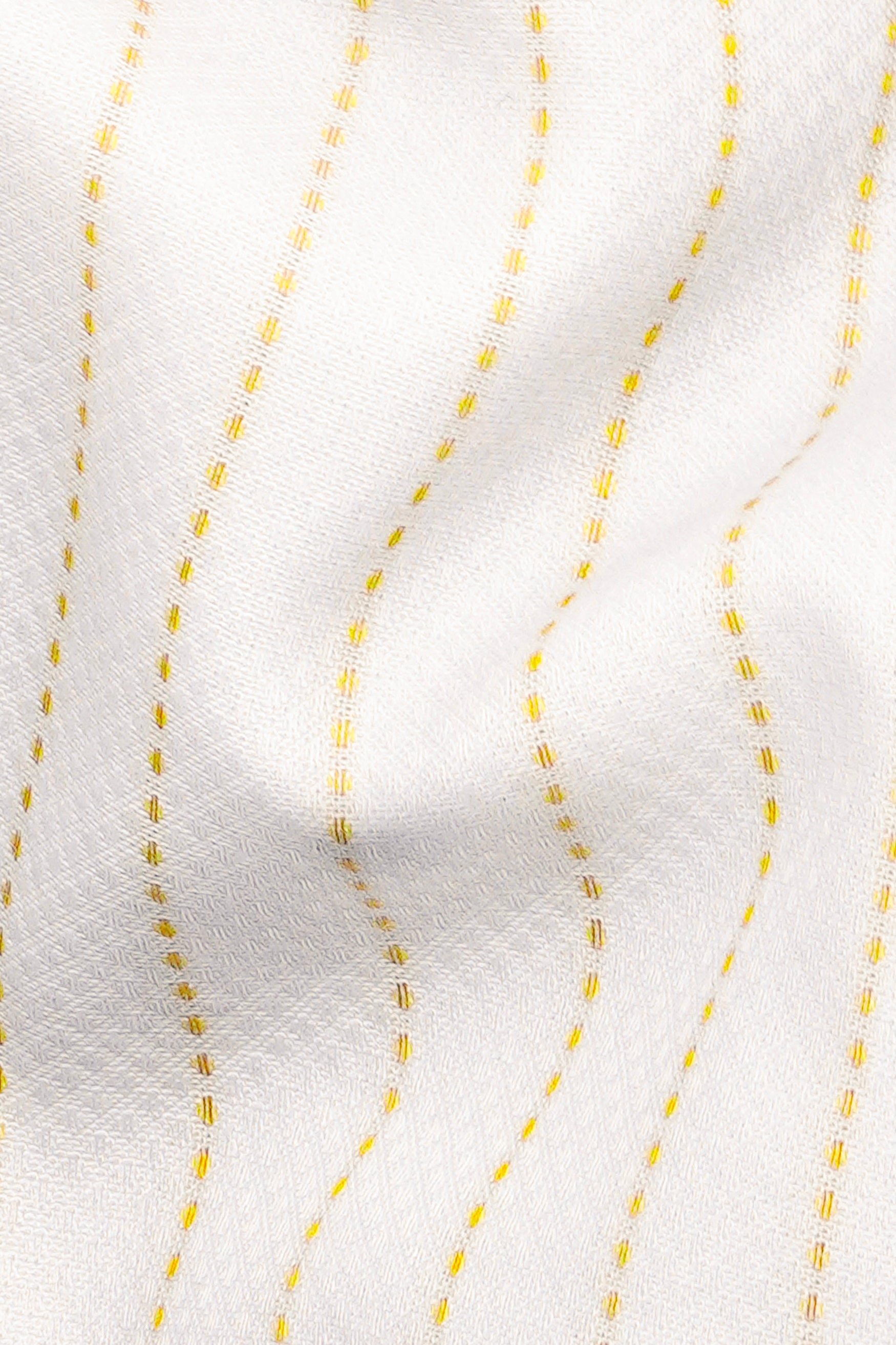 Bright White and Sandy Yellow Striped Premium Cotton Shirt