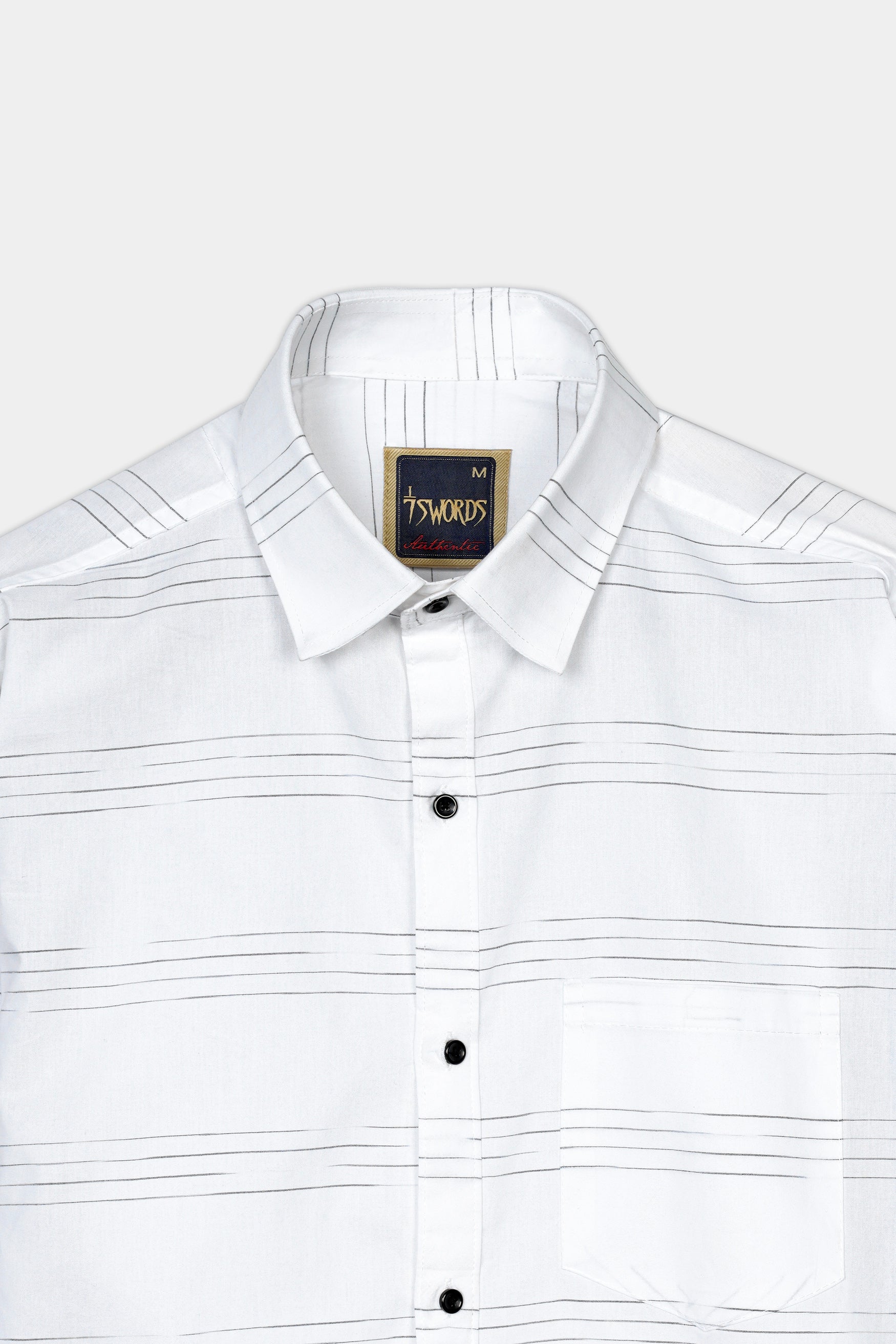 Bright White and Black Striped Premium Cotton Shirt