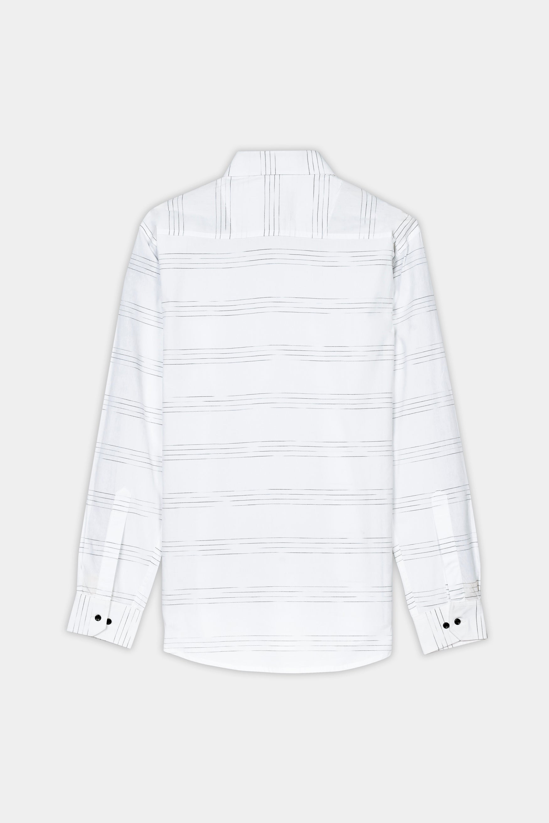 Bright White and Black Striped Premium Cotton Shirt