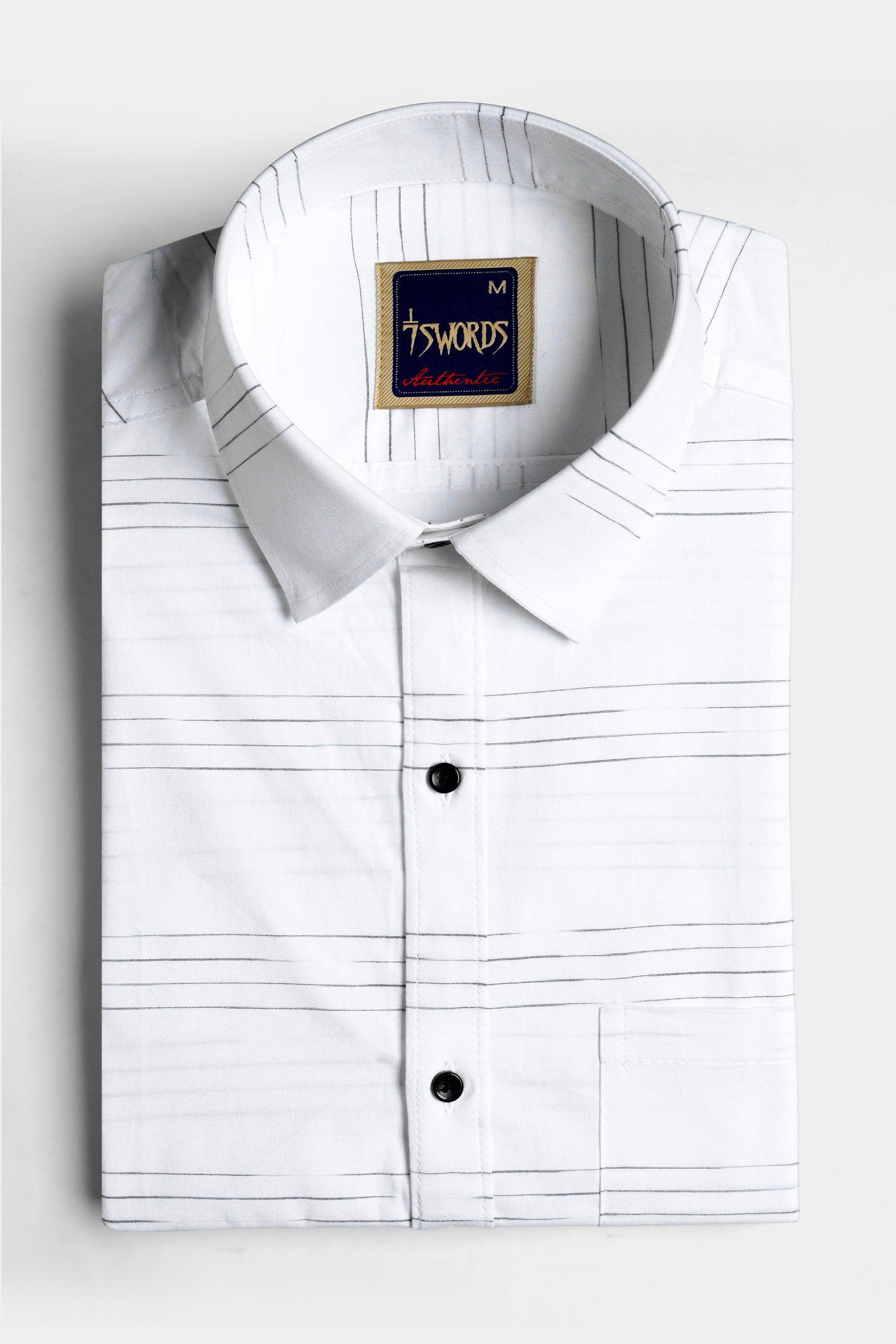 Bright White and Black Striped Premium Cotton Shirt