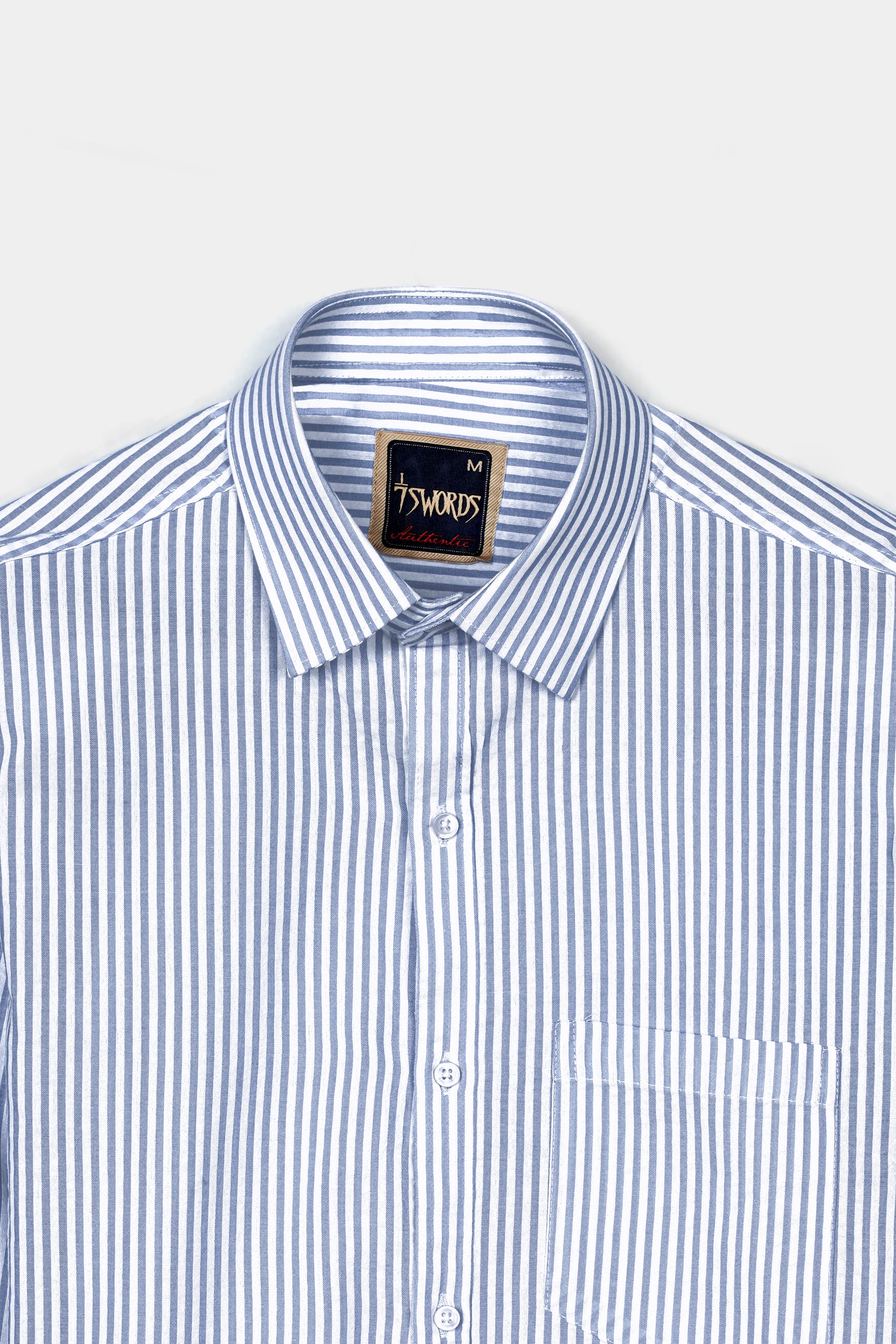 Perano Blue and White Striped Premium Cotton Shirt