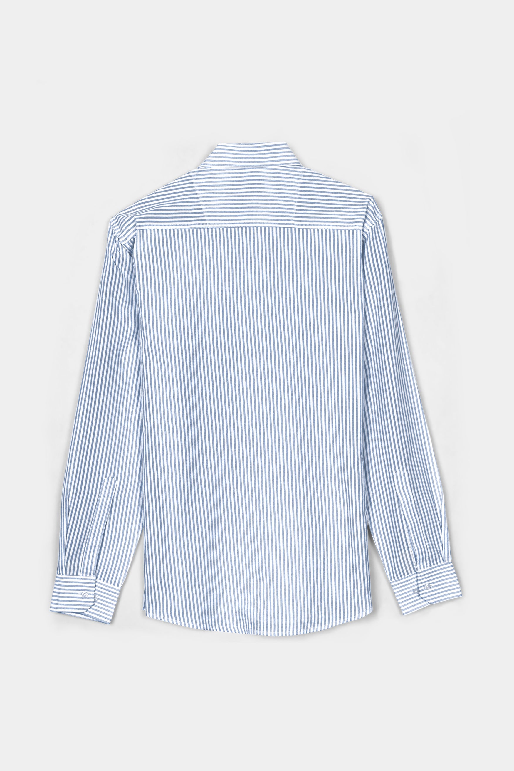 Perano Blue and White Striped Premium Cotton Shirt