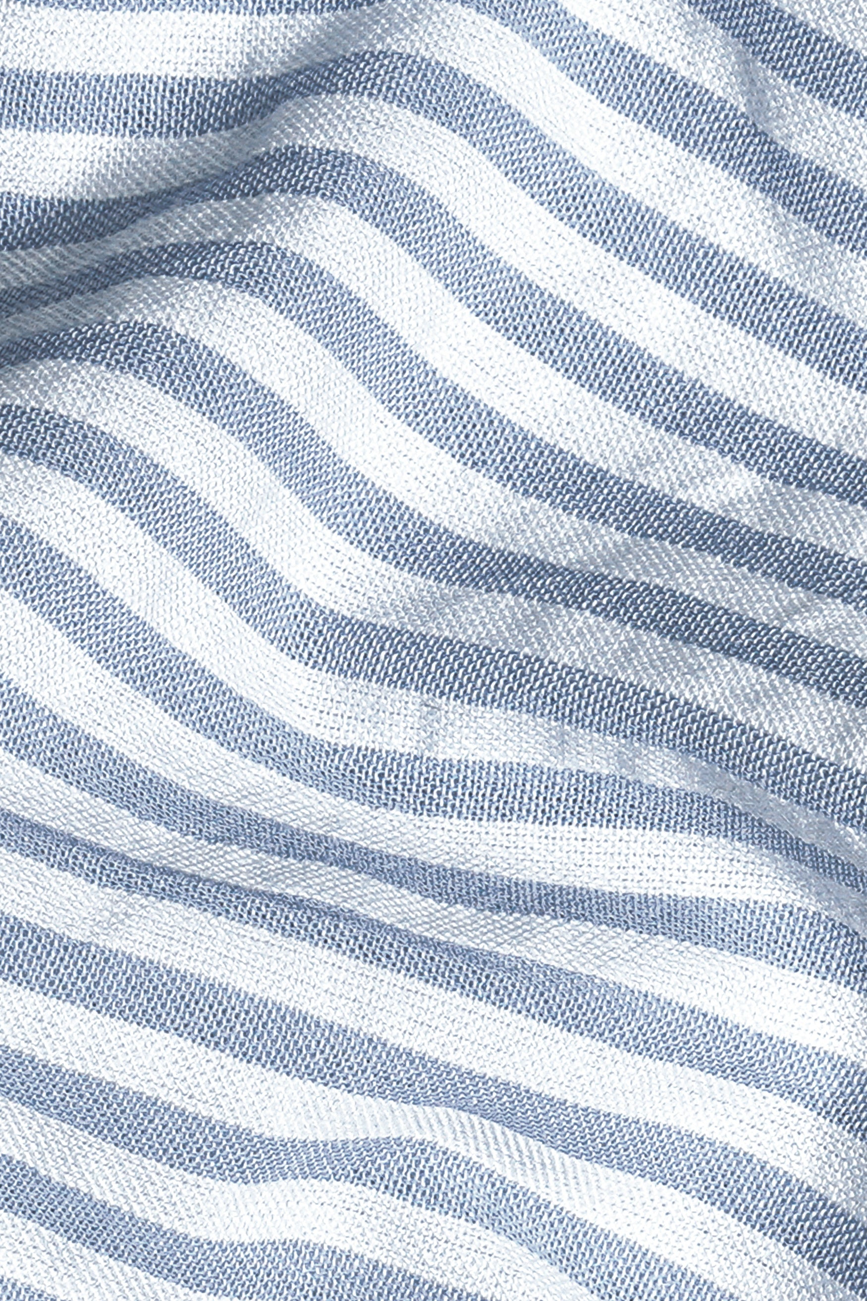 Perano Blue and White Striped Premium Cotton Shirt