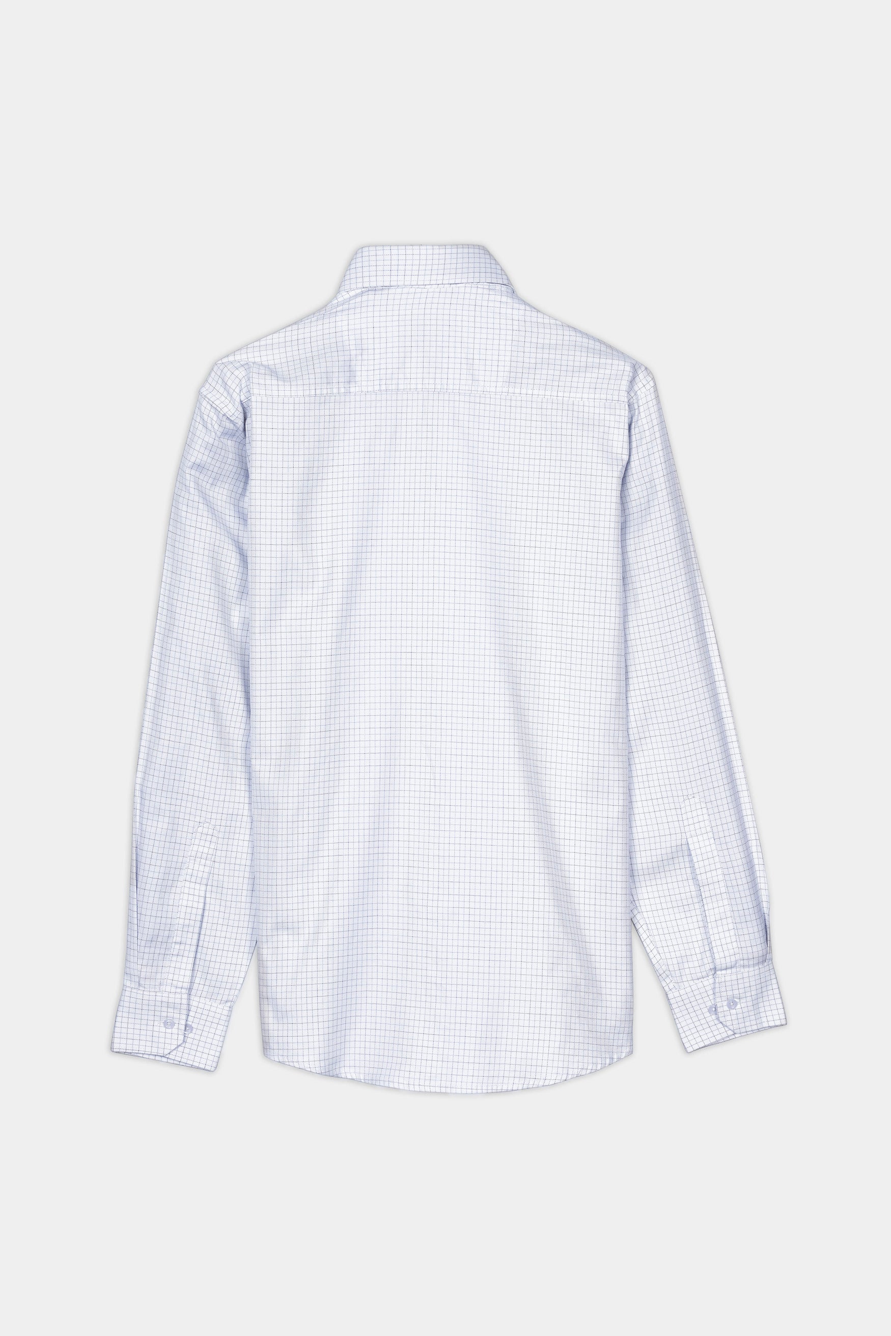 Bright White and Cloud Burst Blue Checkered Premium Cotton Shirt