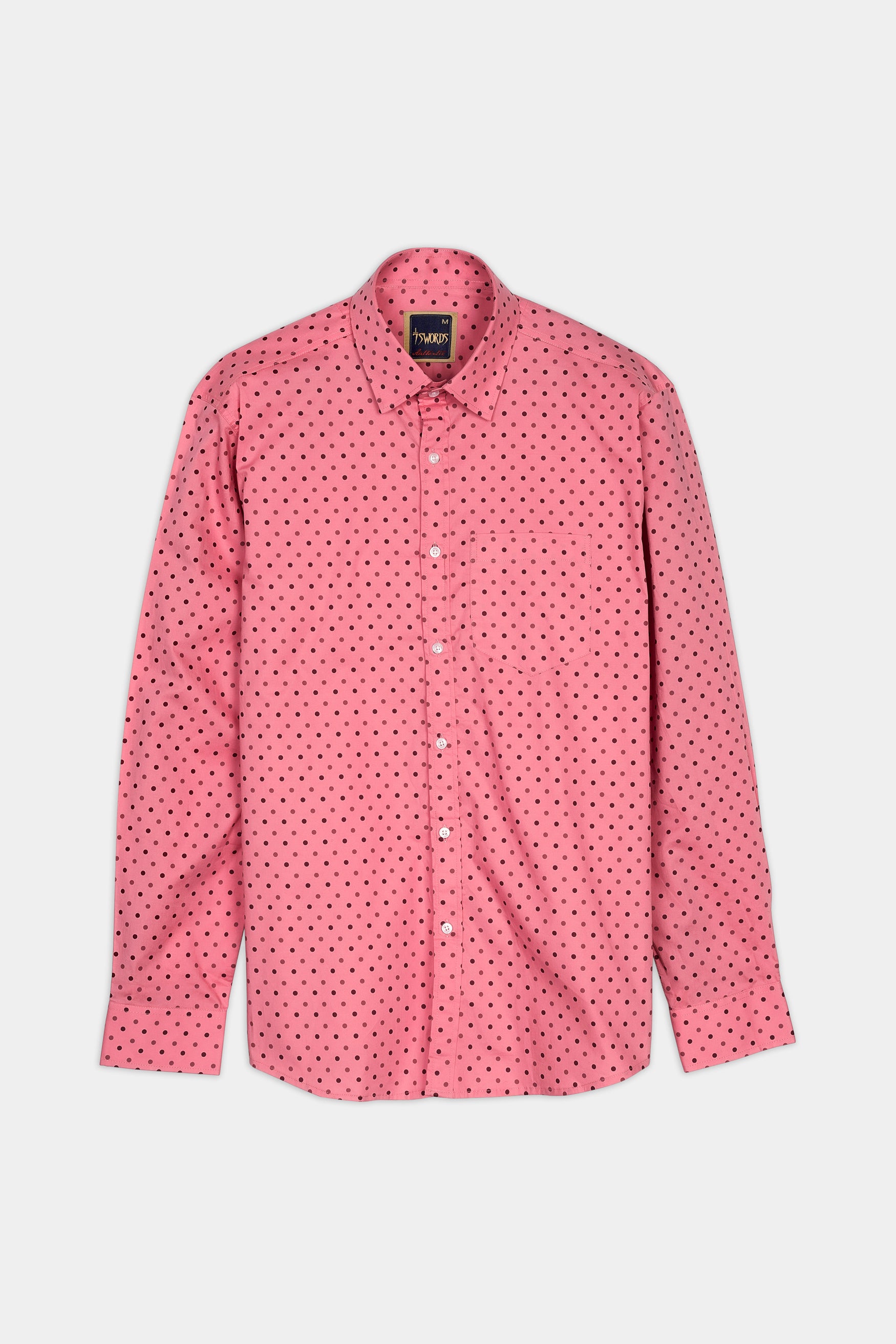 Blossom Pink with Claret Maroon Dotted Premium Cotton Shirt