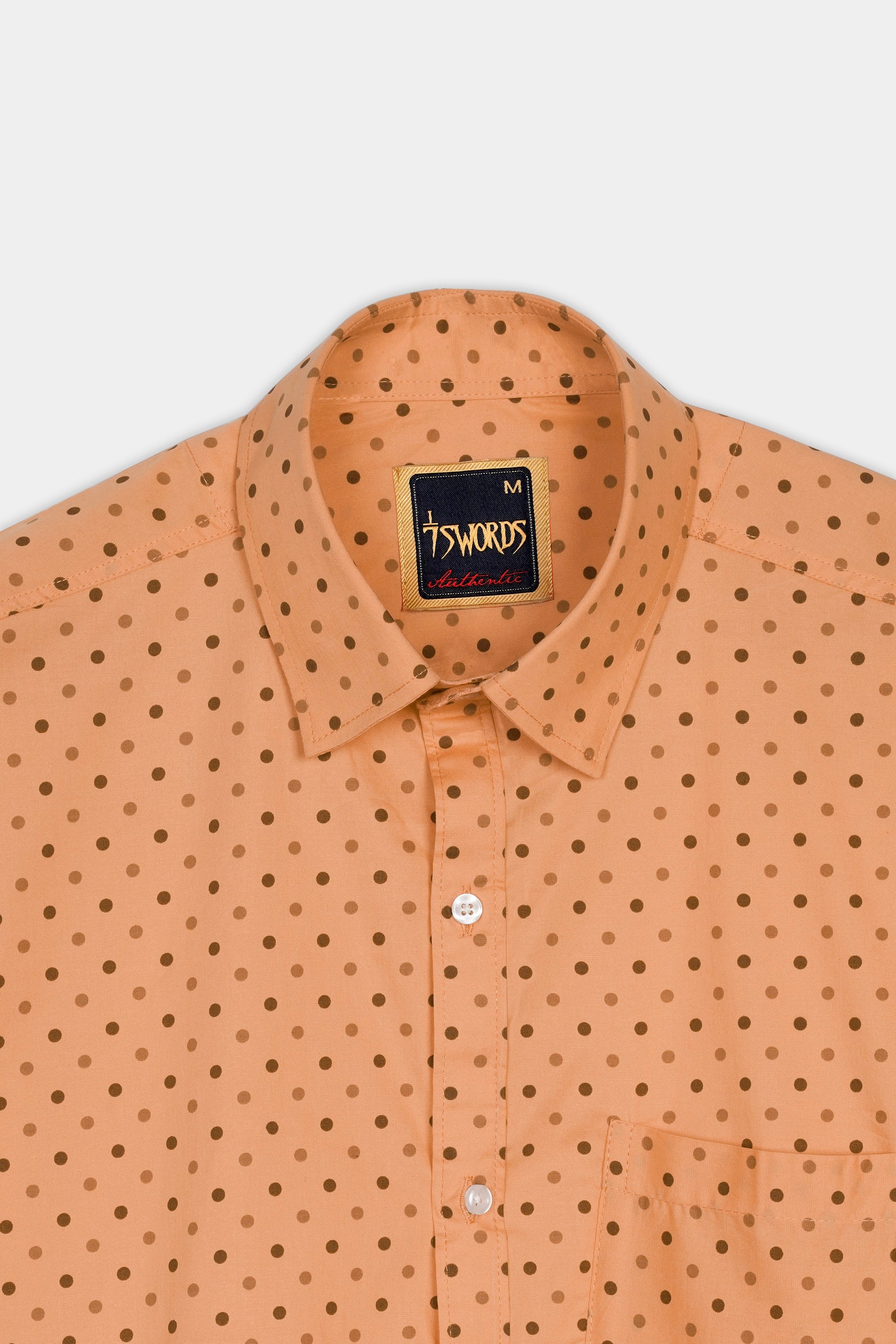 Apricot Brown with Sepia Brown Dotted Premium Cotton Shirt