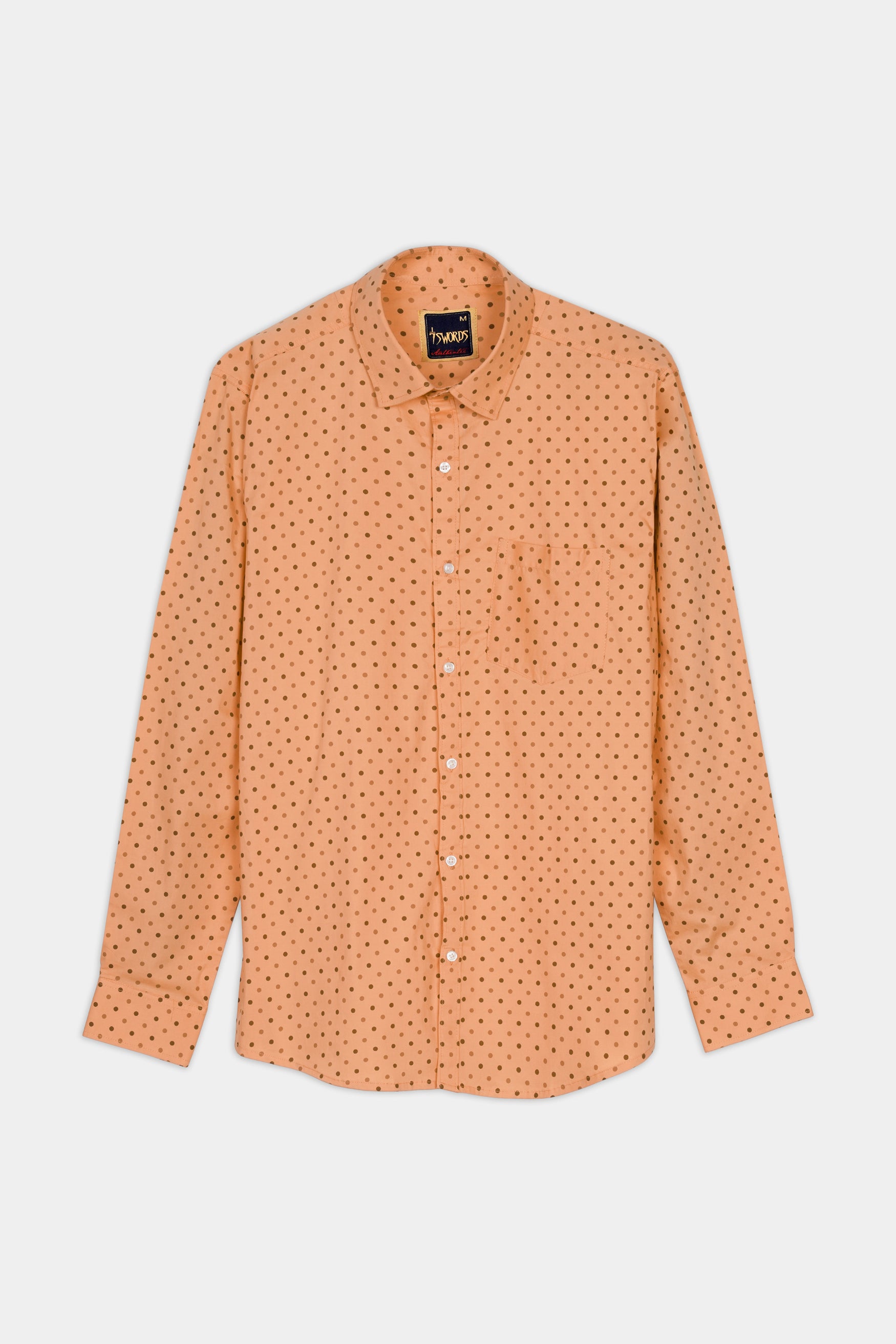 Apricot Brown with Sepia Brown Dotted Premium Cotton Shirt