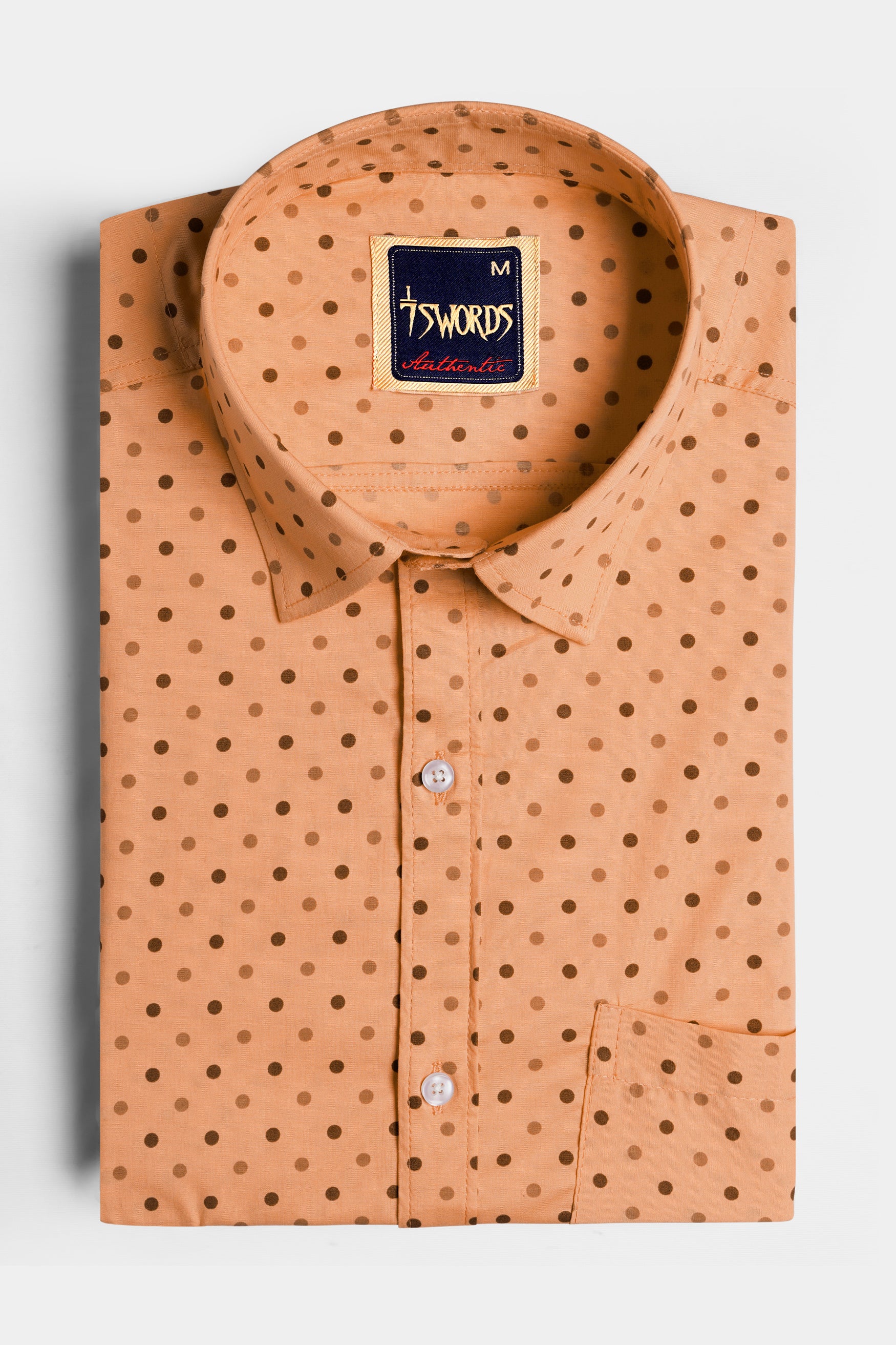 Apricot Brown with Sepia Brown Dotted Premium Cotton Shirt