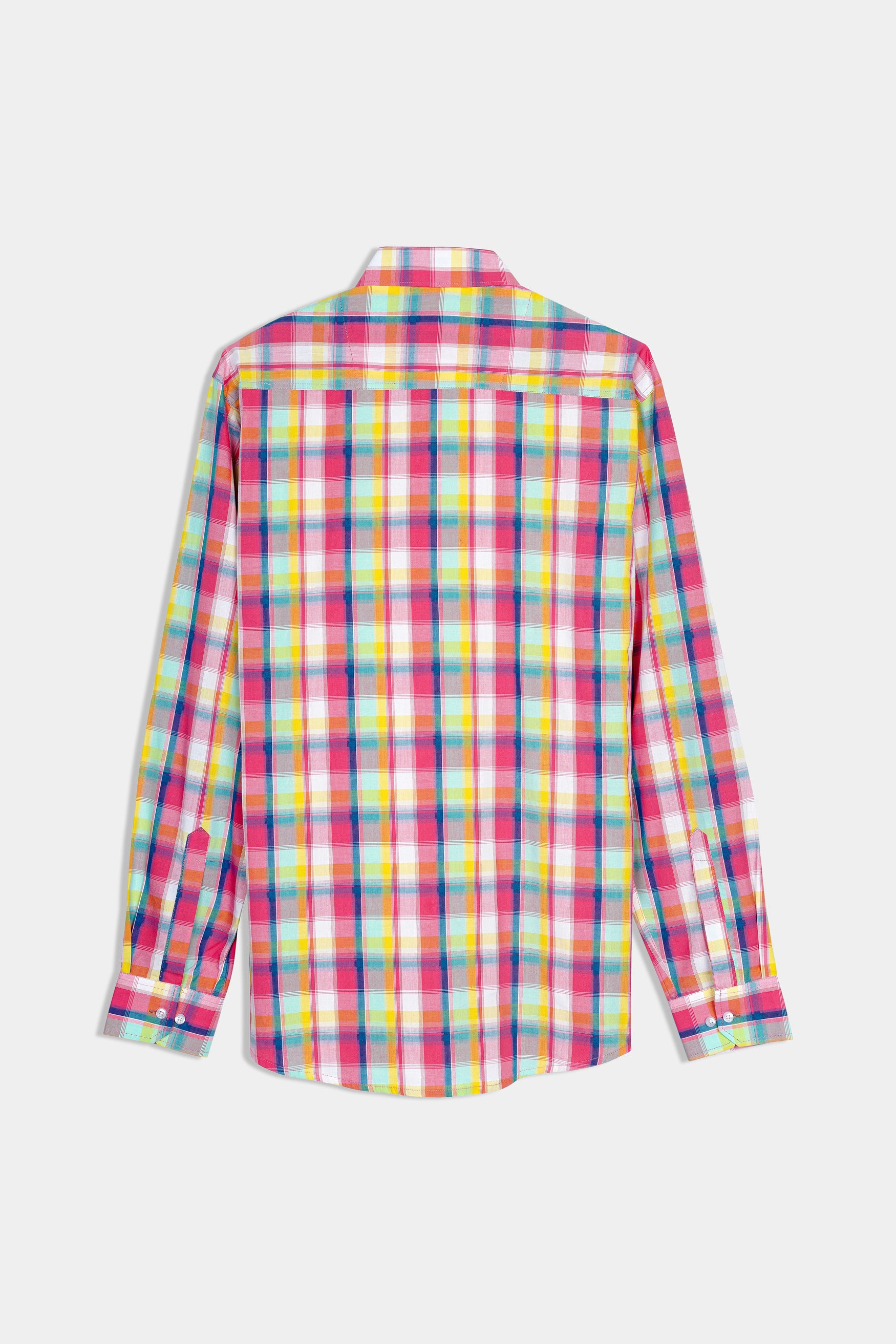 Mandy Pink with Sienna Orange and Glacier Blue Plaid Premium Cotton Shirt