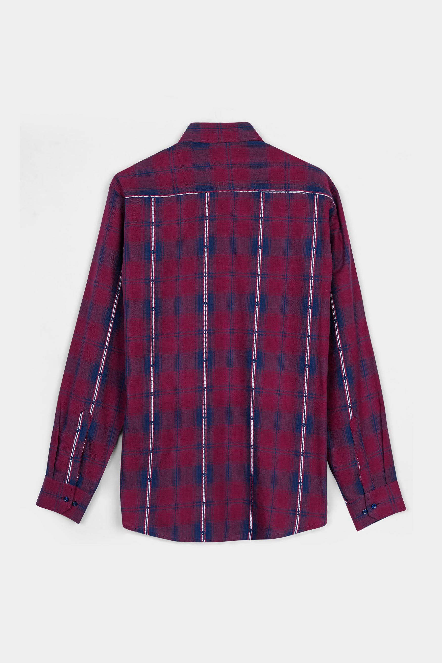 Pansy Maroon and Ebony Clay Blue Plaid Premium Cotton Shirt