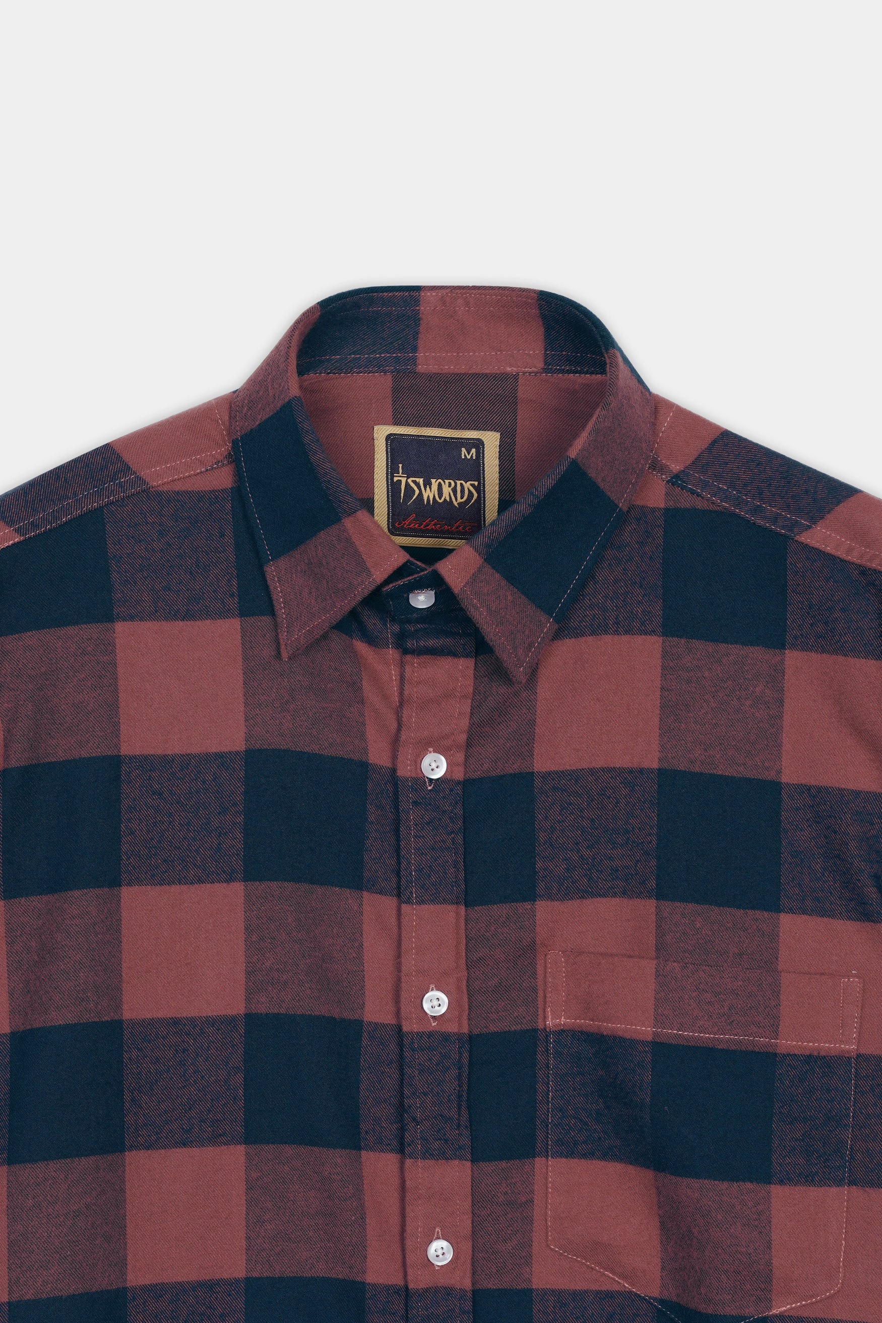 Cordovan Brown and Firefly Blue Checked Premium Cotton Shirt