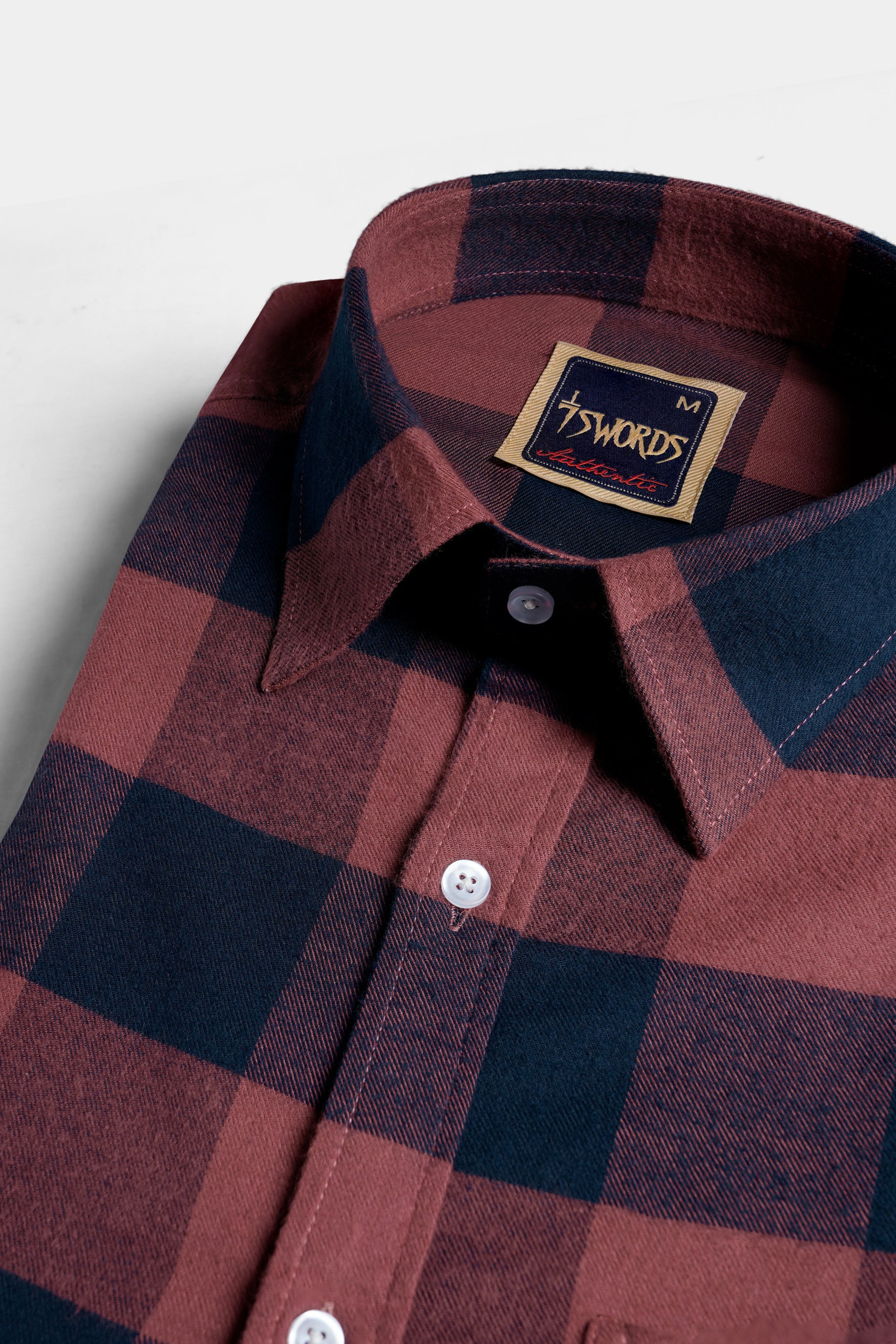 Cordovan Brown and Firefly Blue Checked Premium Cotton Shirt