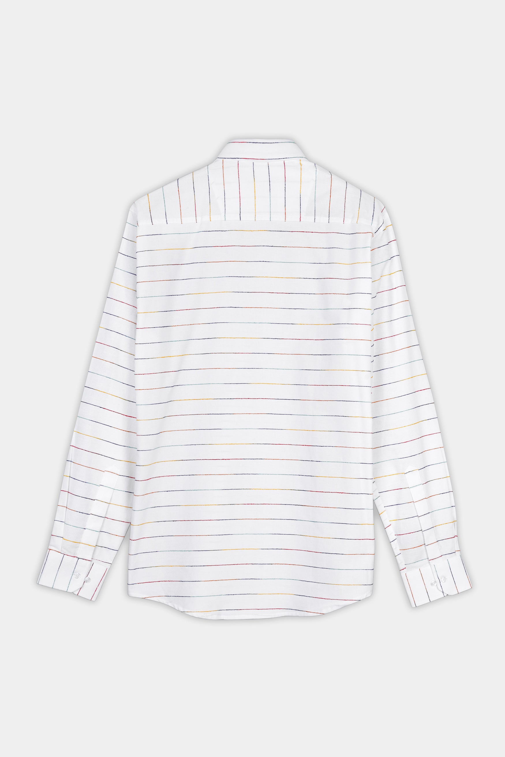 Bright White Multicolour Striped Premium Cotton Shirt