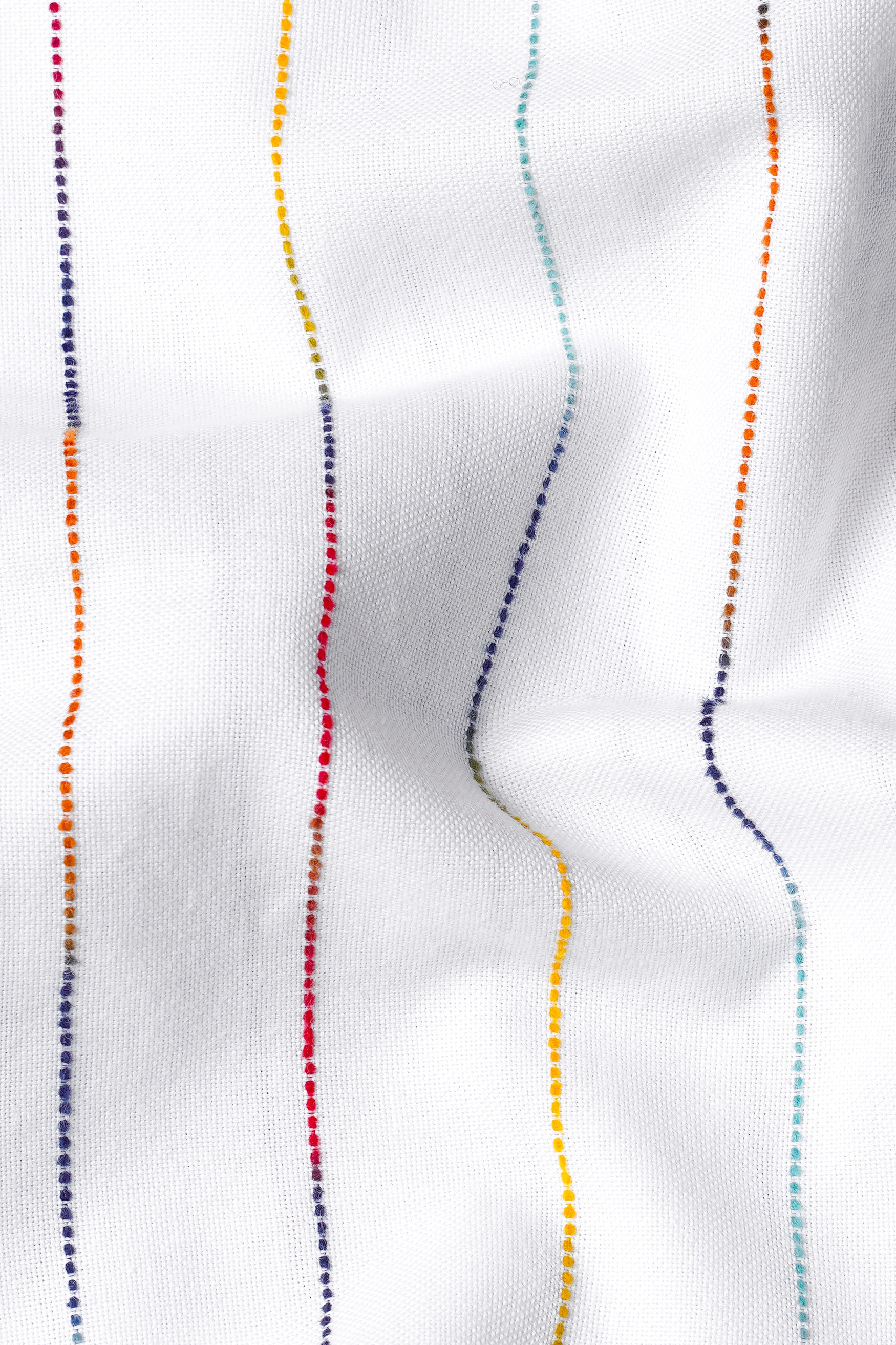 Bright White Multicolour Striped Premium Cotton Shirt