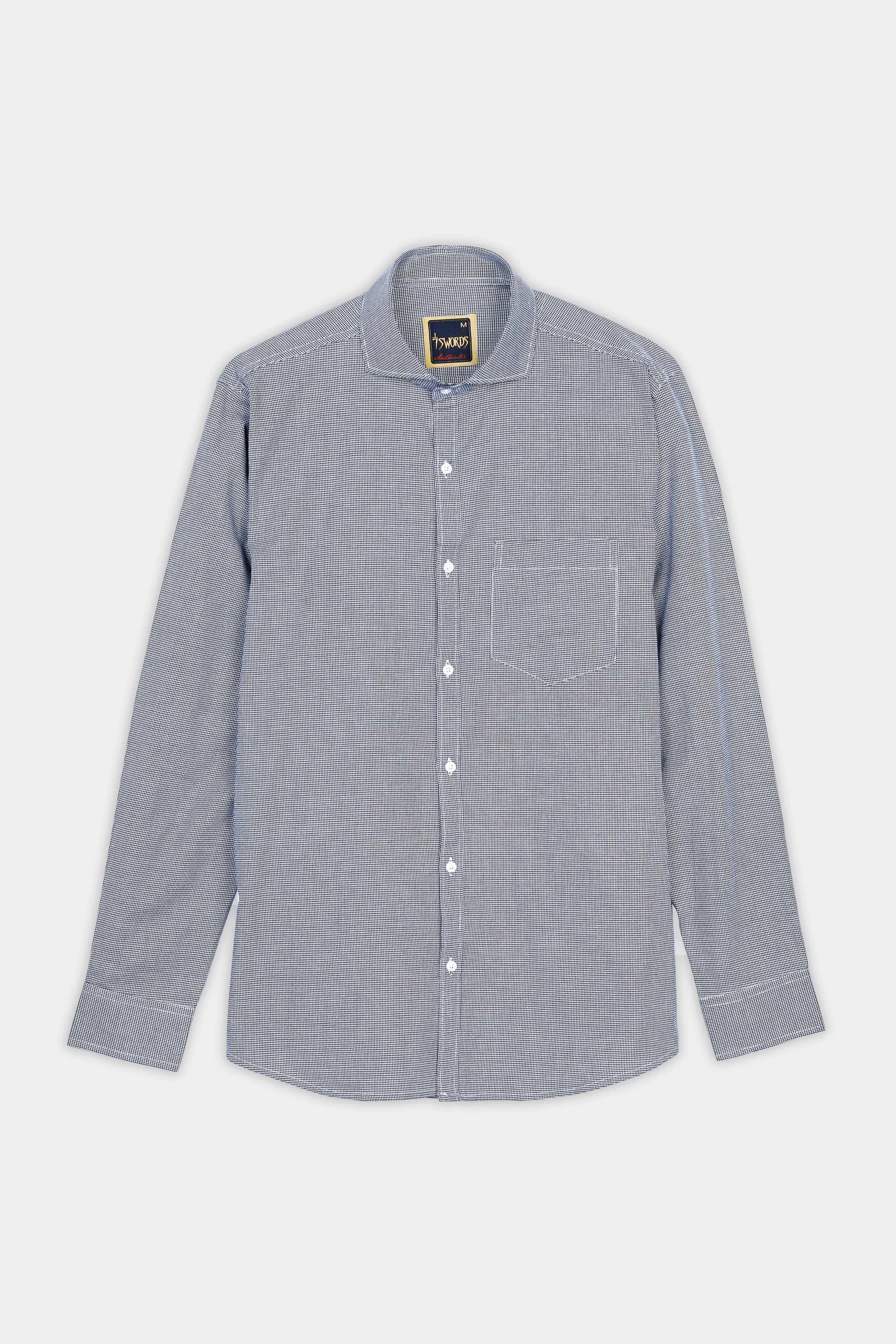 Mako Gray and Nobel Gray Houndstooth Premium Cotton Shirt