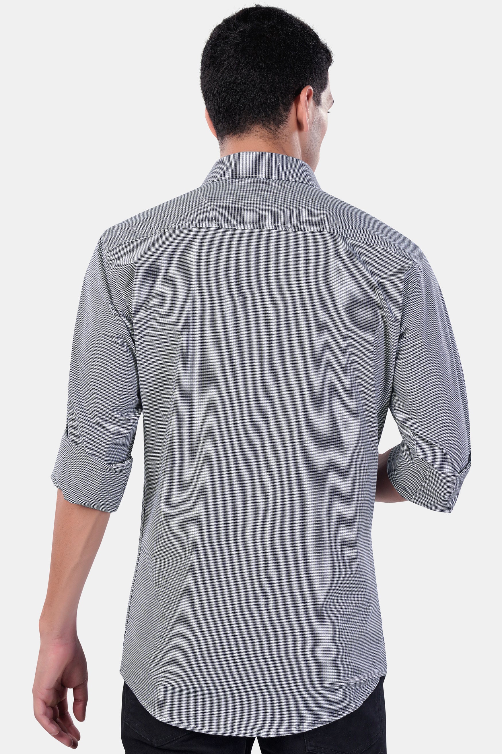 Mako Gray and Nobel Gray Houndstooth Premium Cotton Shirt