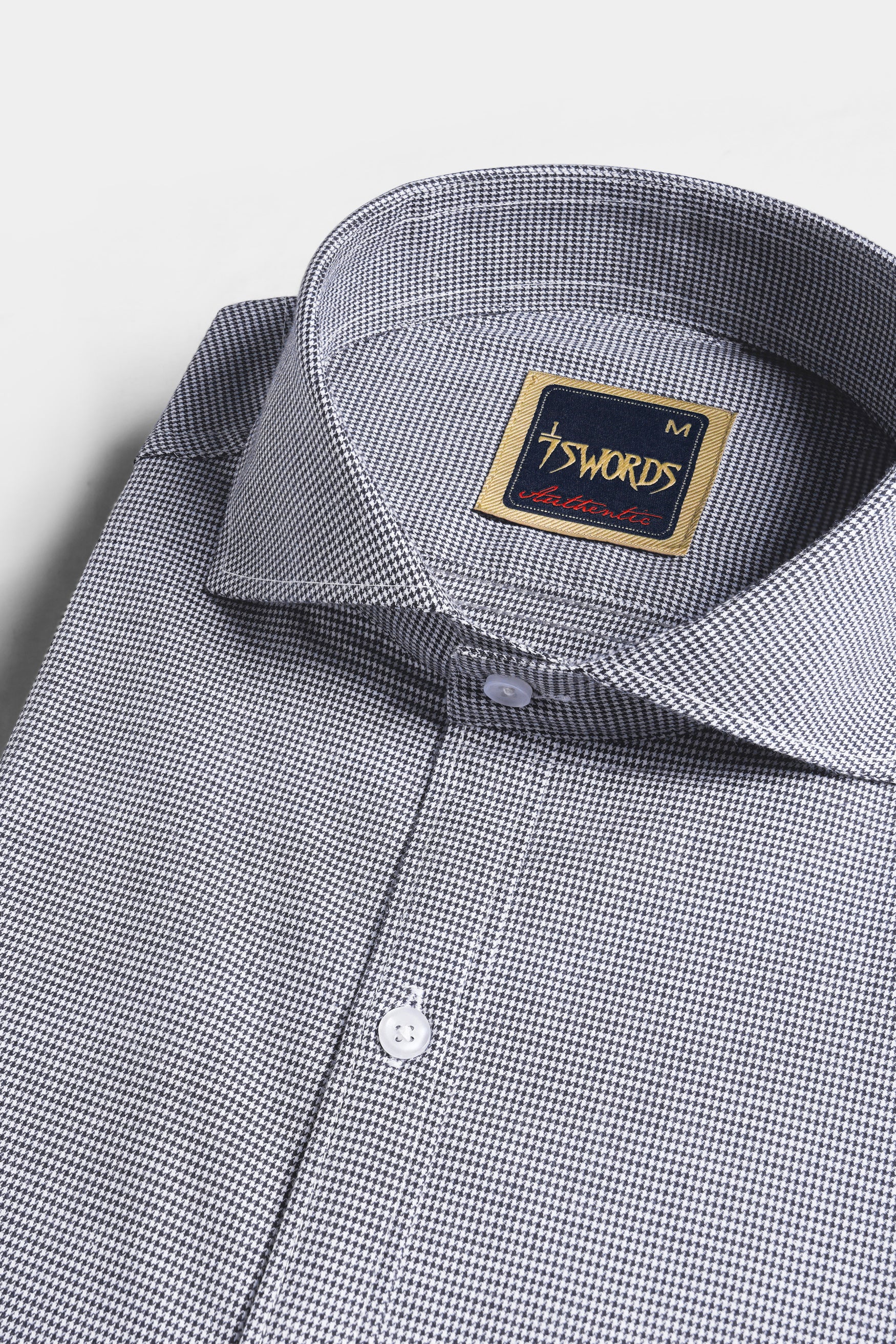 Mako Gray and Nobel Gray Houndstooth Premium Cotton Shirt