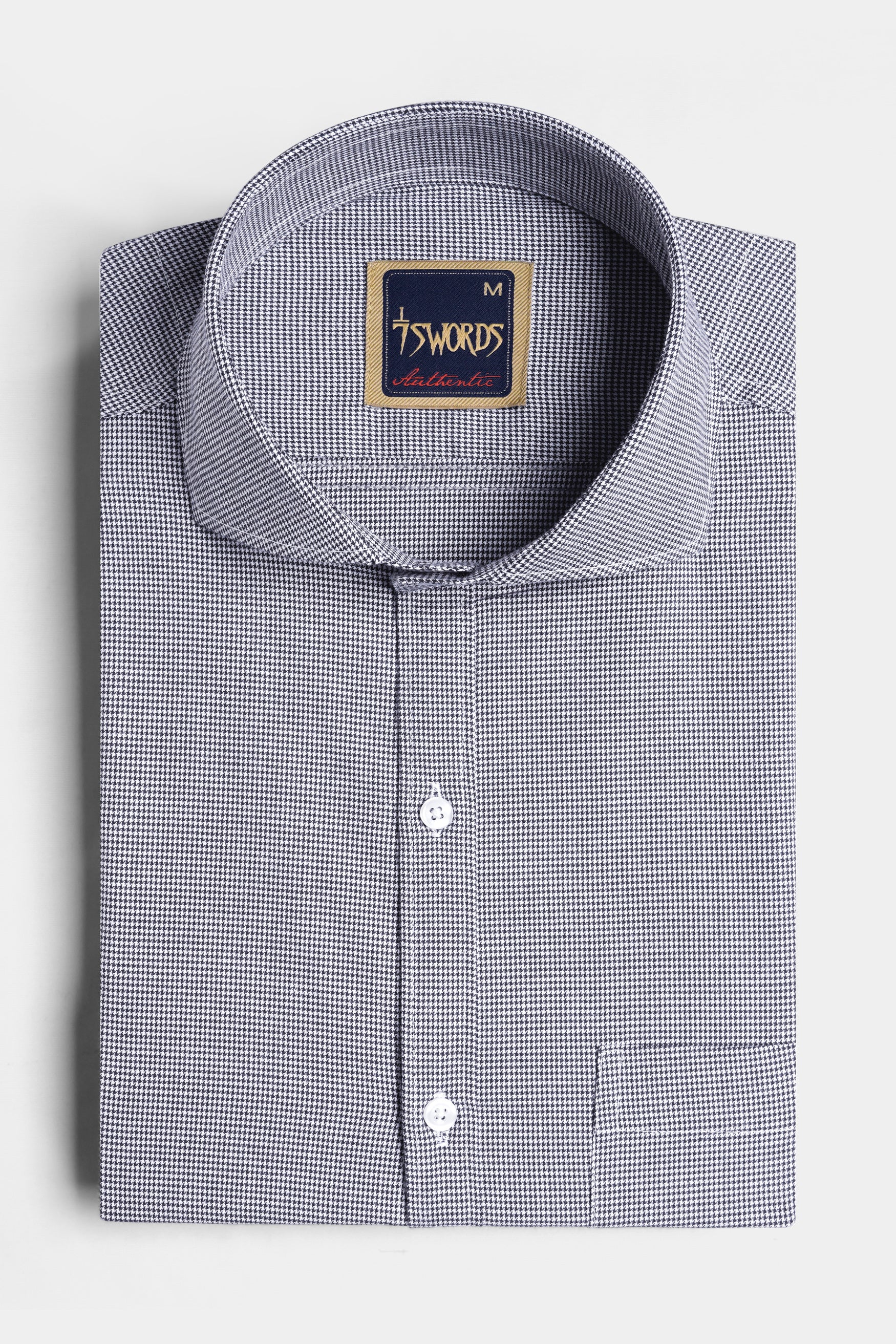 Mako Gray and Nobel Gray Houndstooth Premium Cotton Shirt