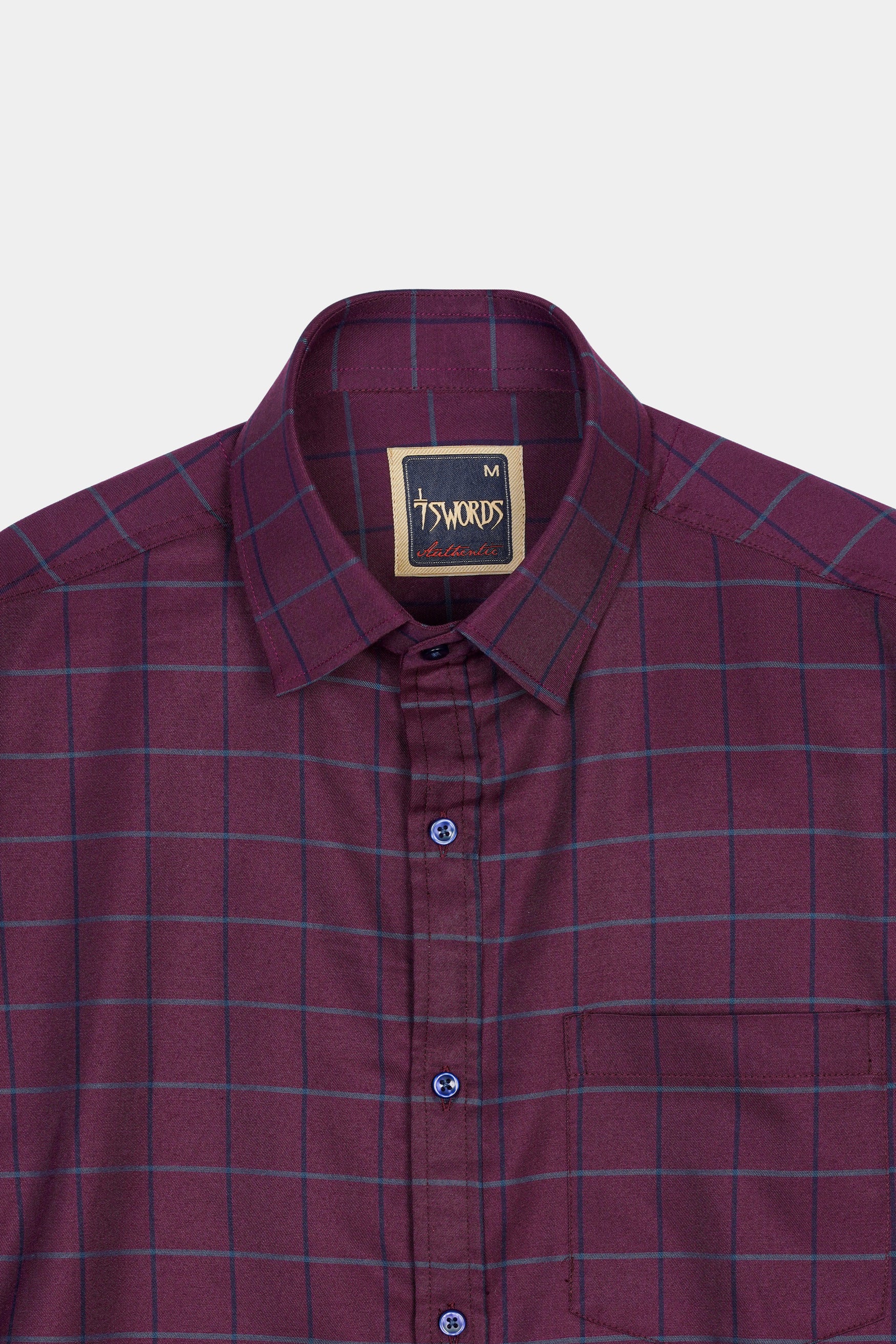 Palatinate Burgundy and Slate Gray Windowpane Premium Cotton Shirt