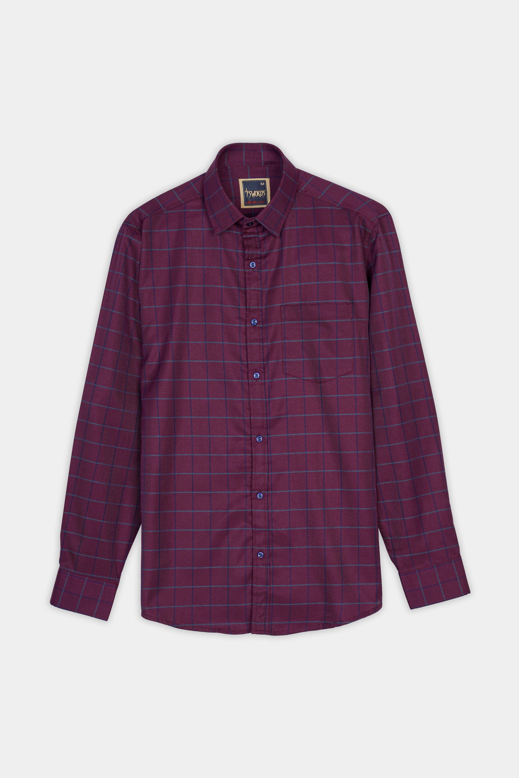 Palatinate Burgundy and Slate Gray Windowpane Premium Cotton Shirt