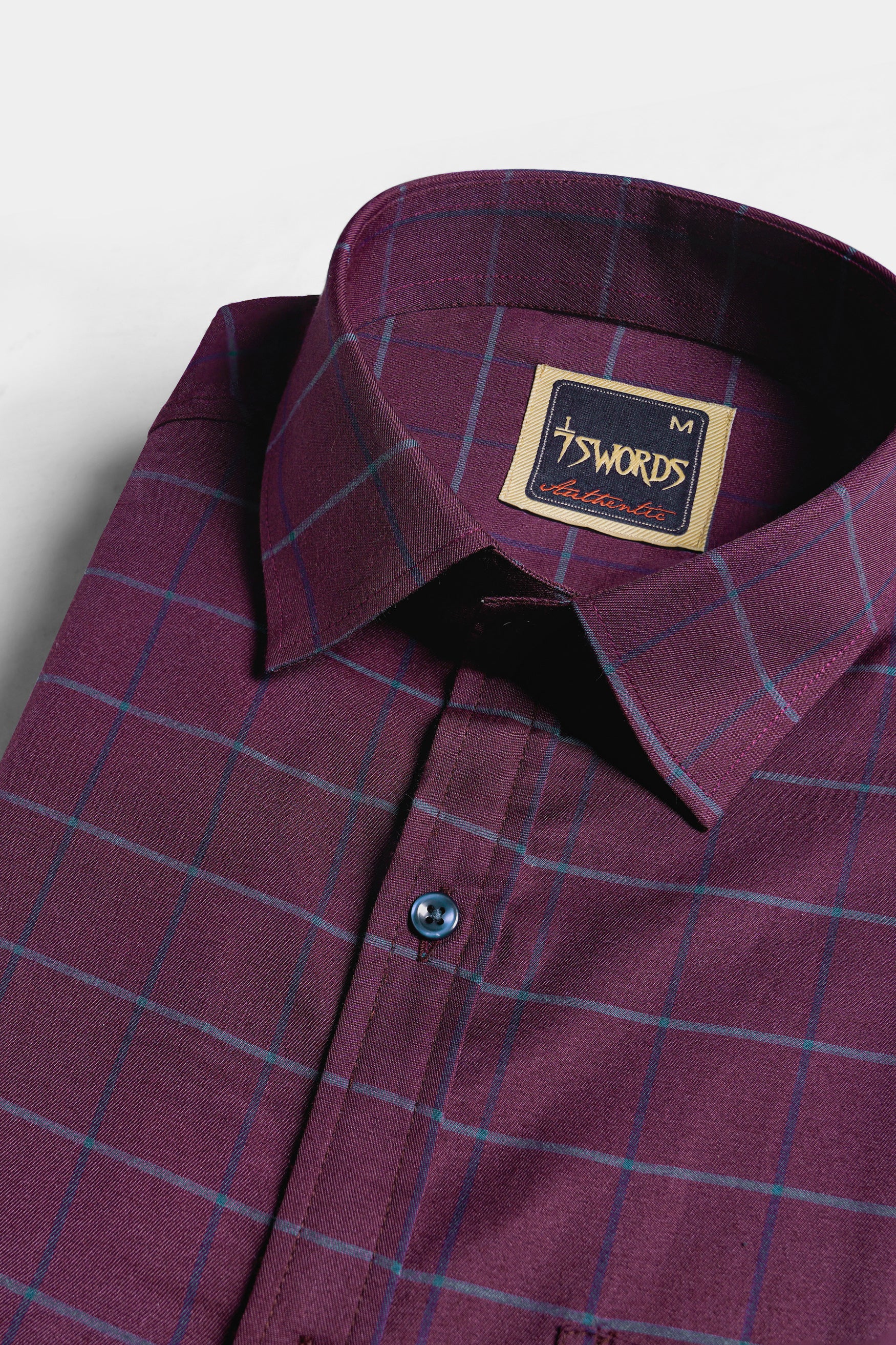 Palatinate Burgundy and Slate Gray Windowpane Premium Cotton Shirt