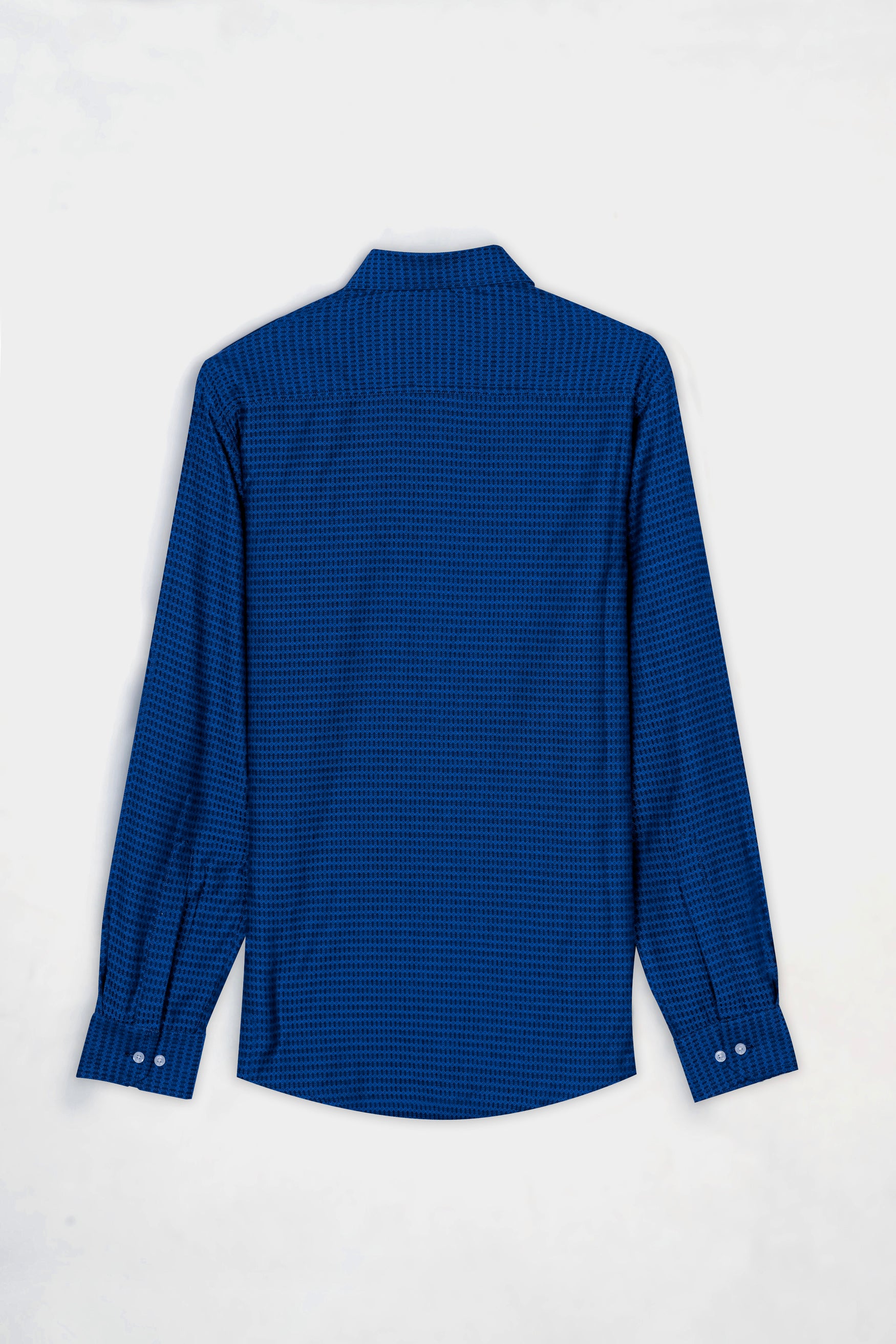 Cerulean Blue and Downriver Blue Micro Printed Premium Cotton Shirt