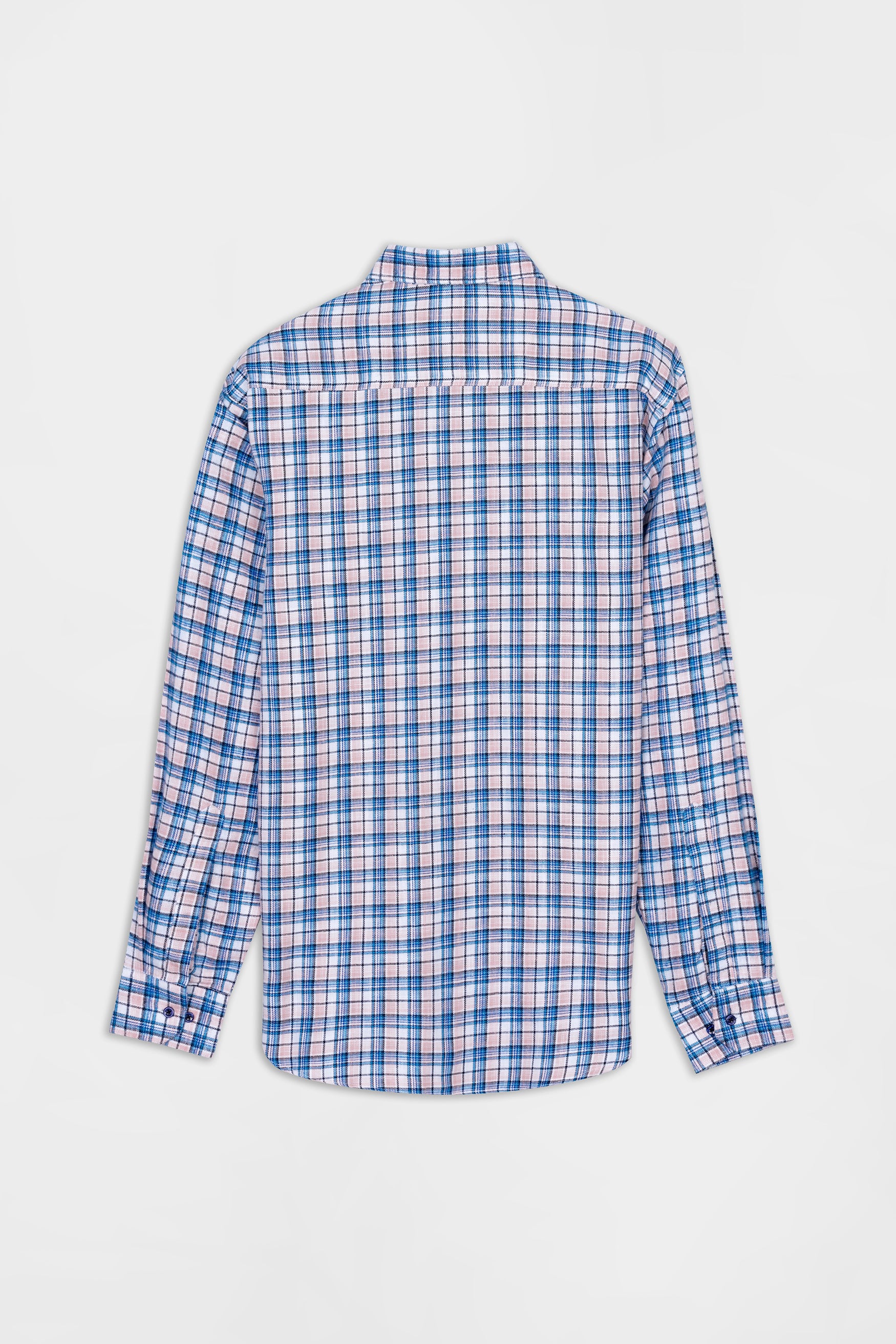 Danube Blue and Blossom Pink Checkered Premium Cotton Shirt