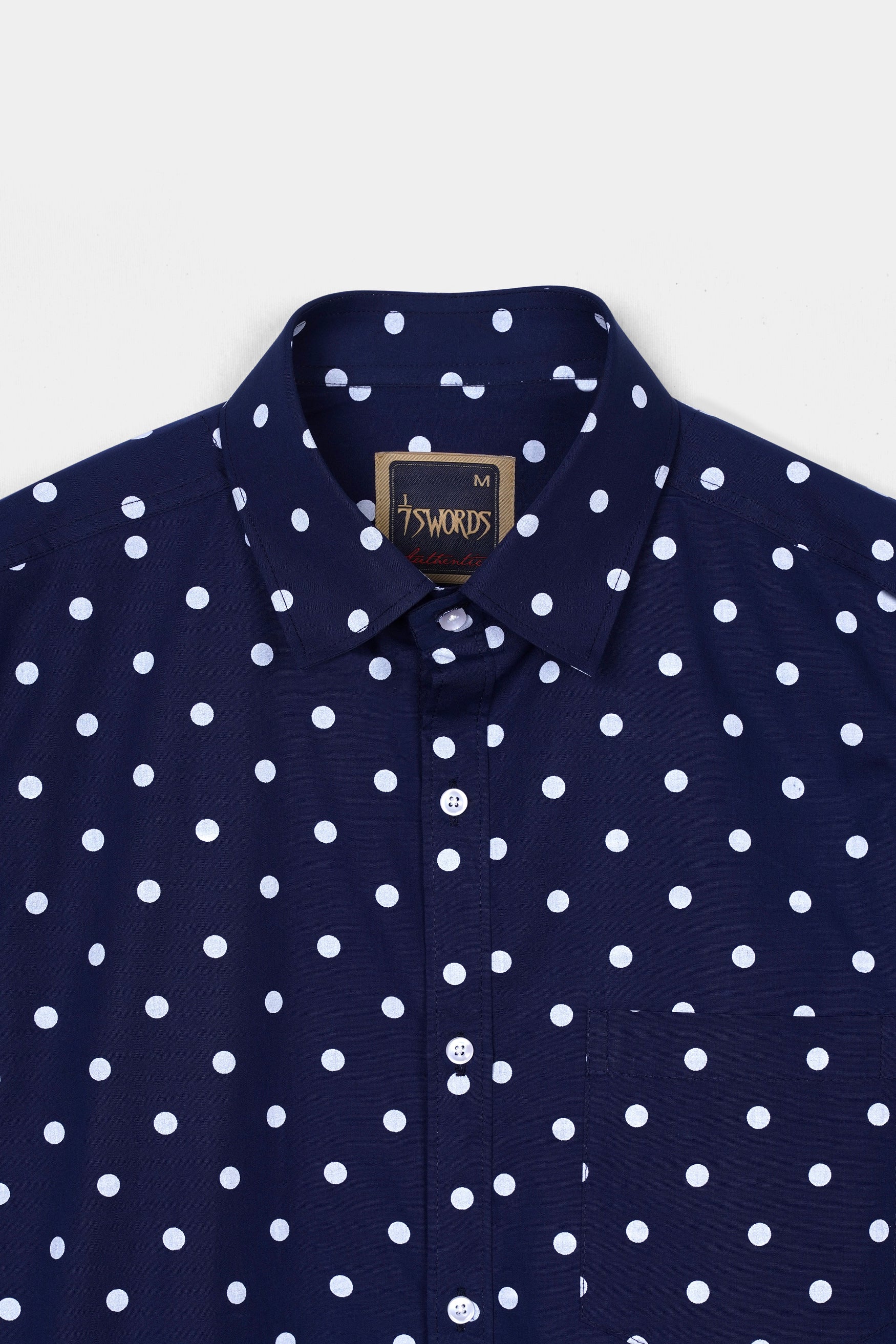 Haiti Blue and White Polka Dotted Premium Cotton Shirt