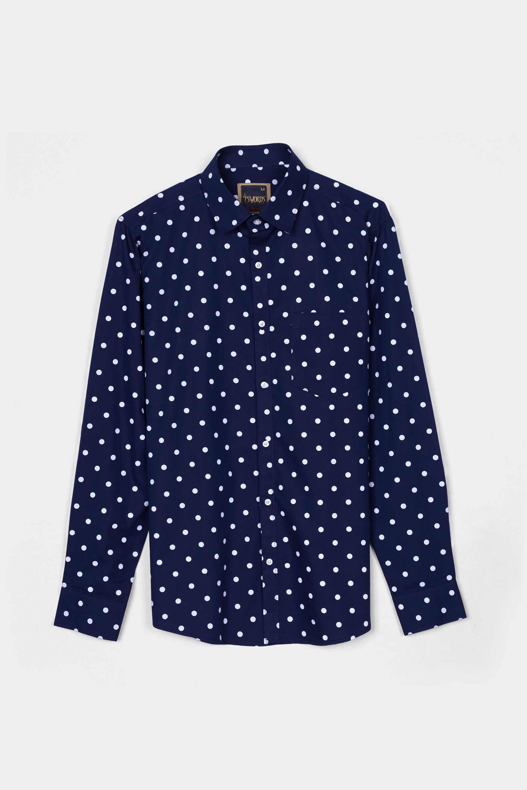 Haiti Blue and White Polka Dotted Premium Cotton Shirt