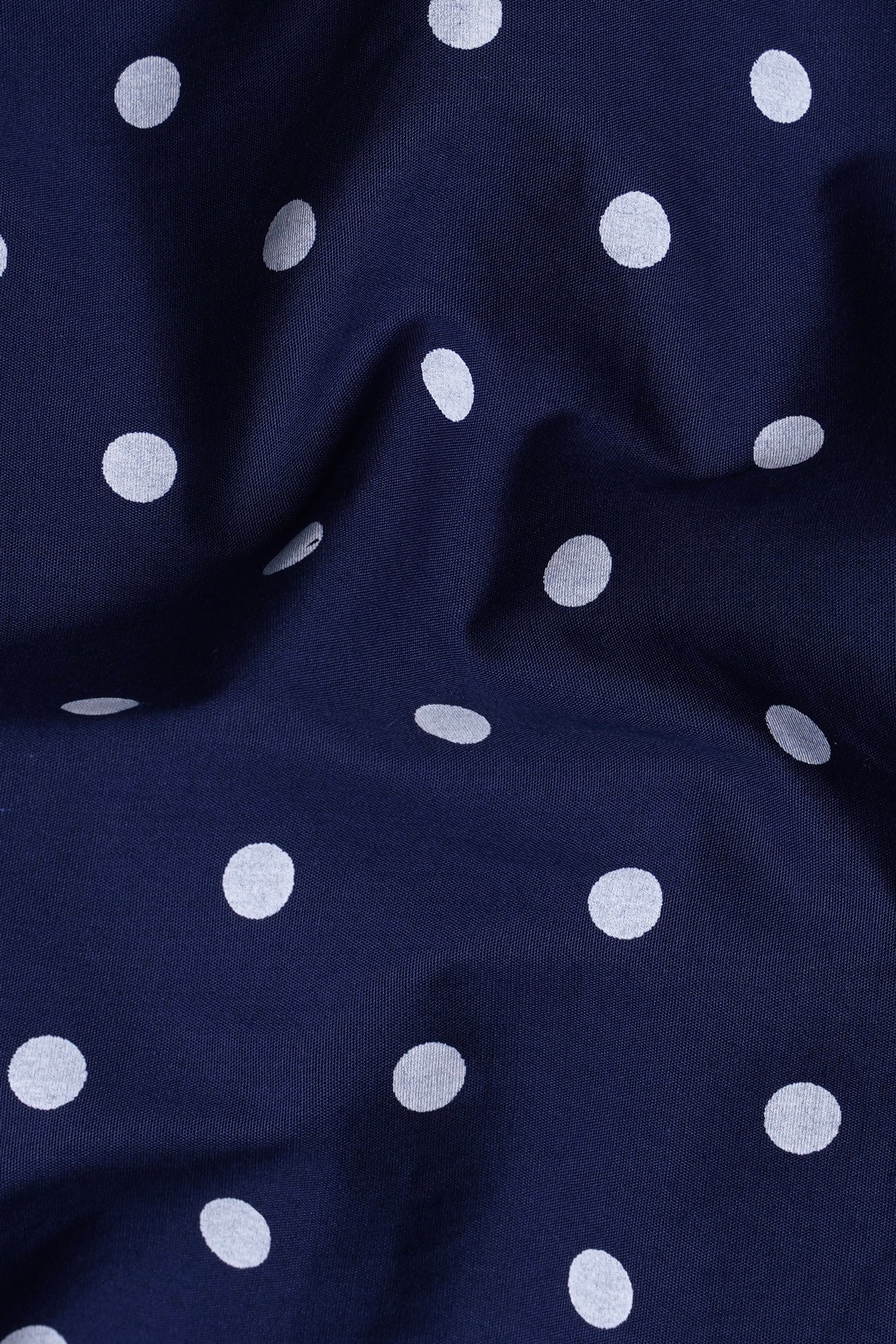 Haiti Blue and White Polka Dotted Premium Cotton Shirt