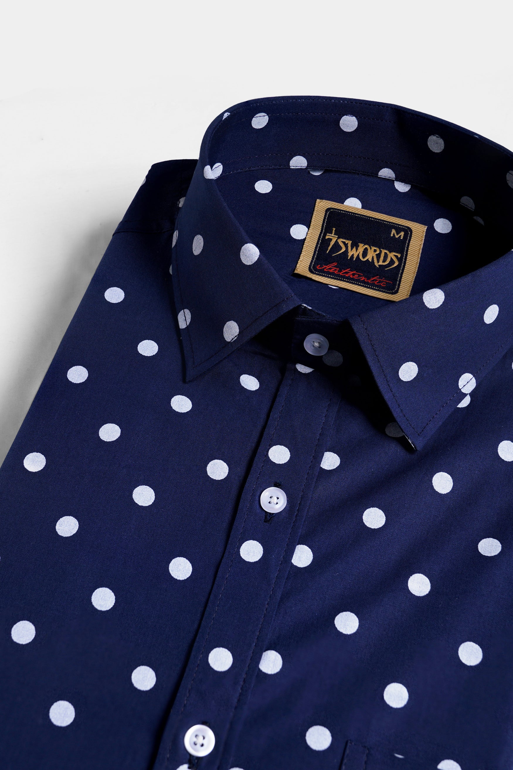 Haiti Blue and White Polka Dotted Premium Cotton Shirt