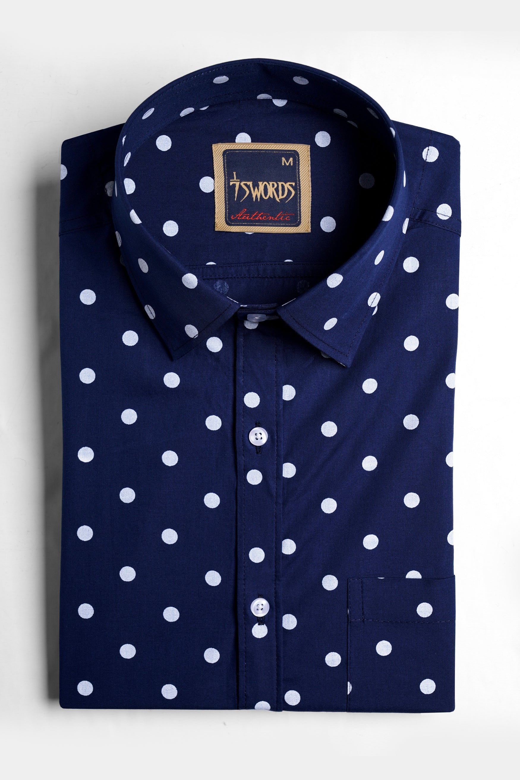 Haiti Blue and White Polka Dotted Premium Cotton Shirt