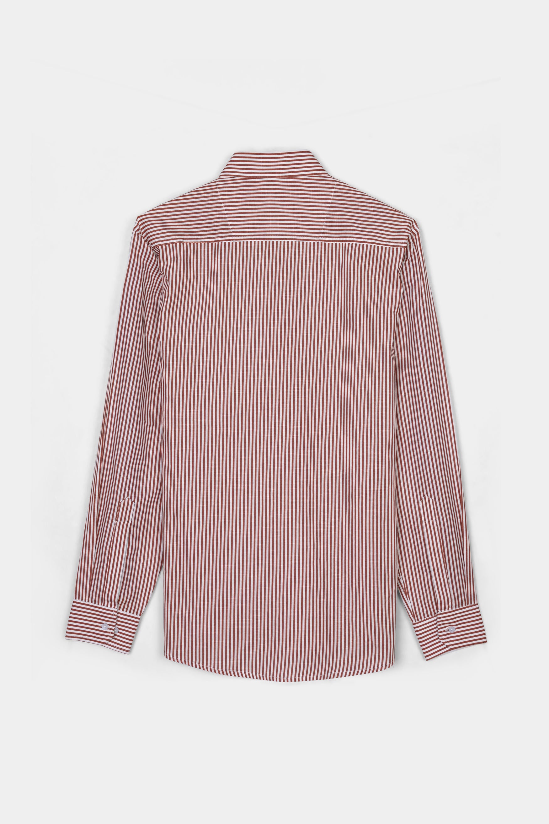 Blush Brown and Bright White Striped Premium Cotton Shirt