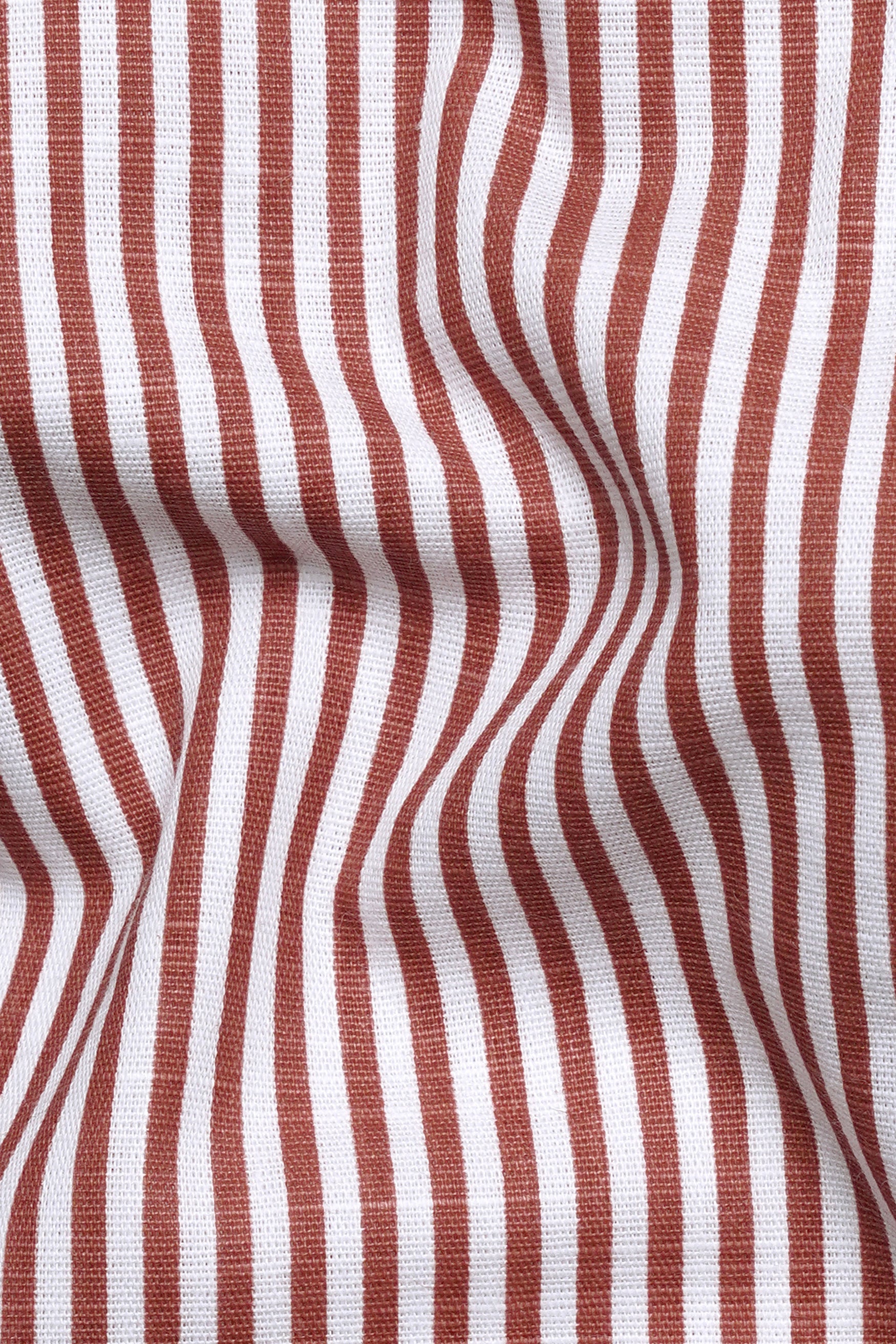 Blush Brown and Bright White Striped Premium Cotton Shirt