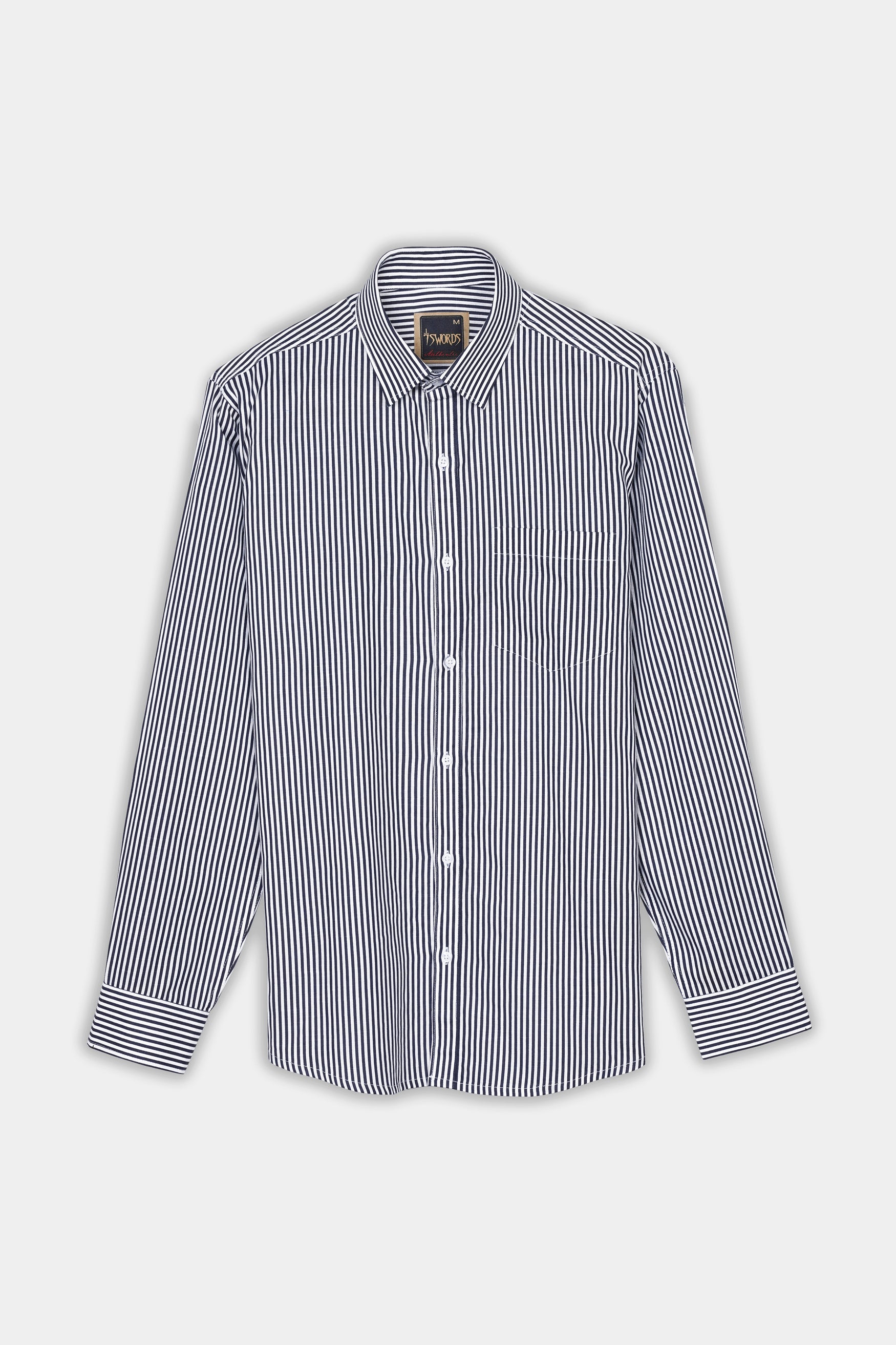 Haiti Blue and Bright White Striped Premium Cotton Shirt