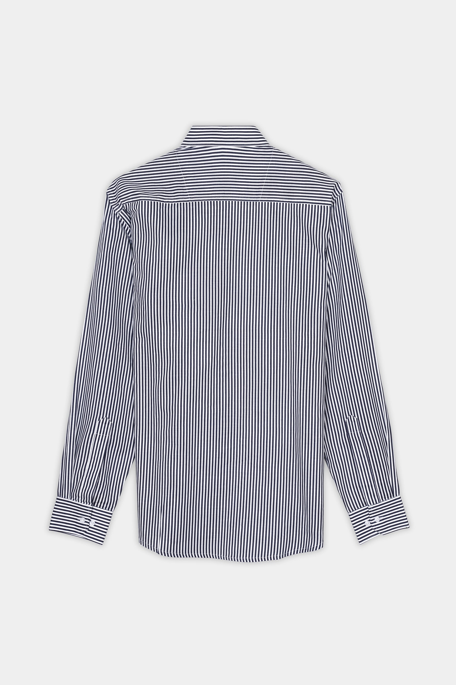 Haiti Blue and Bright White Striped Premium Cotton Shirt