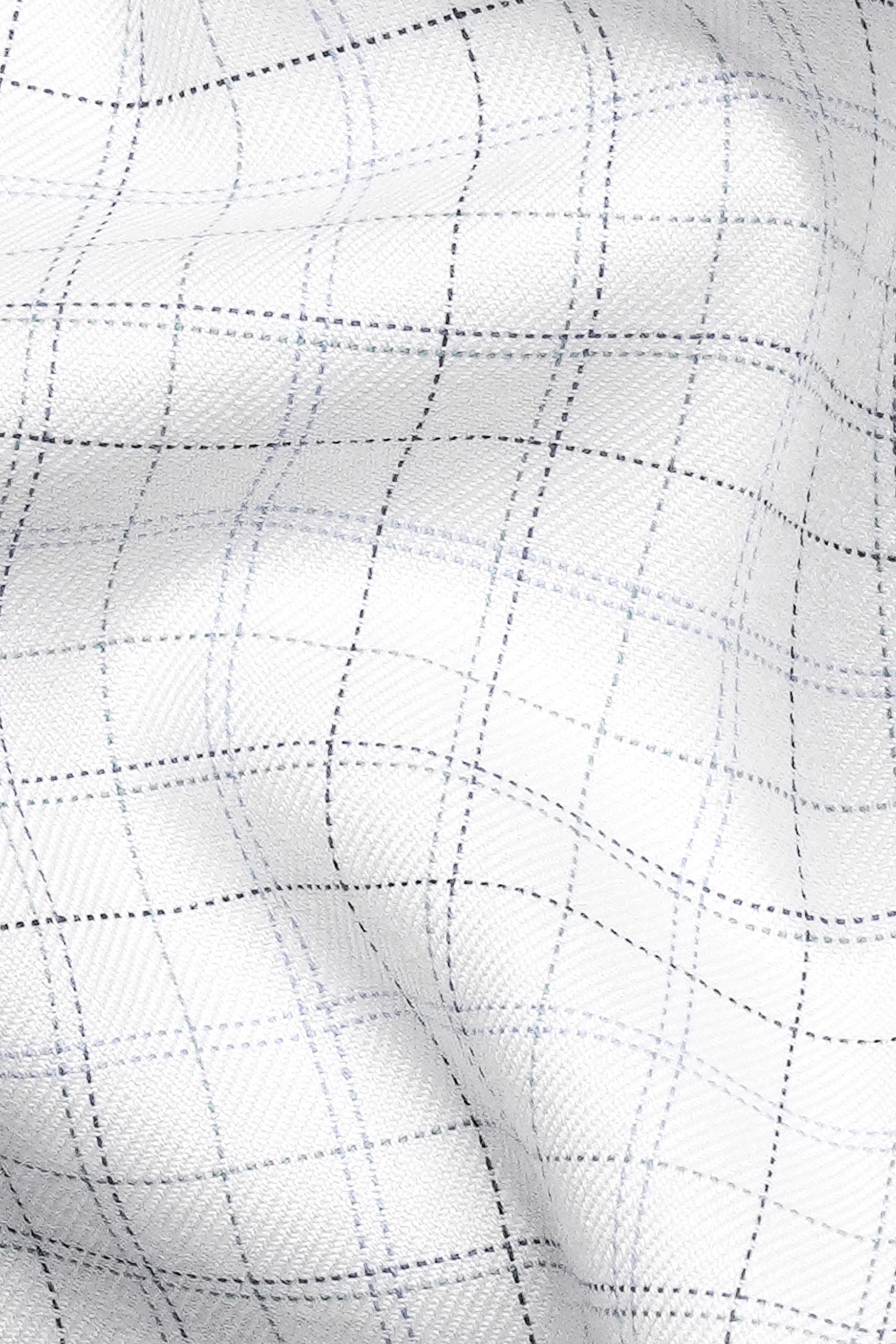 Bright White and Hit Gray Checkered Premium Cotton Shirt