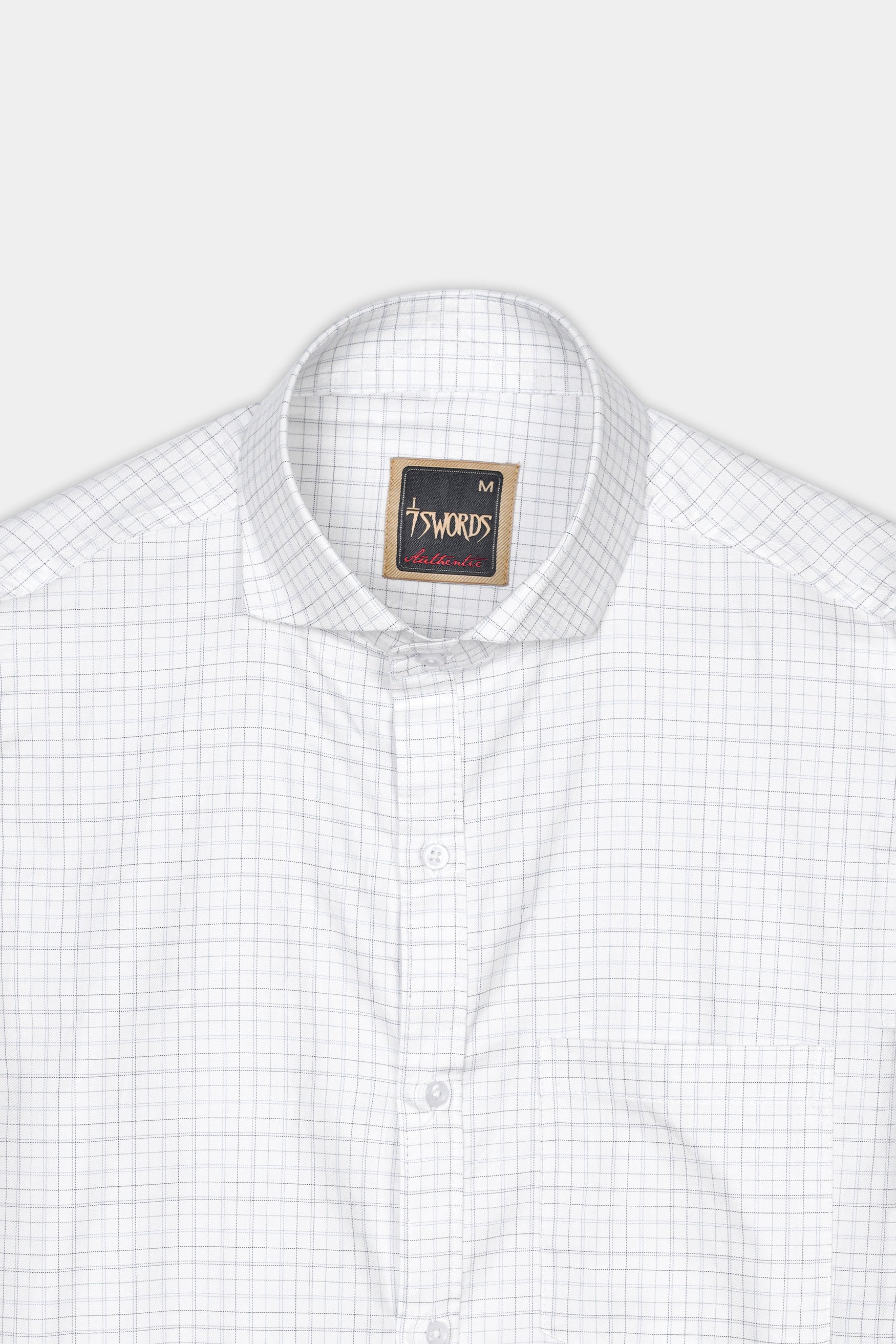 Bright White and Hit Gray Checkered Premium Cotton Shirt