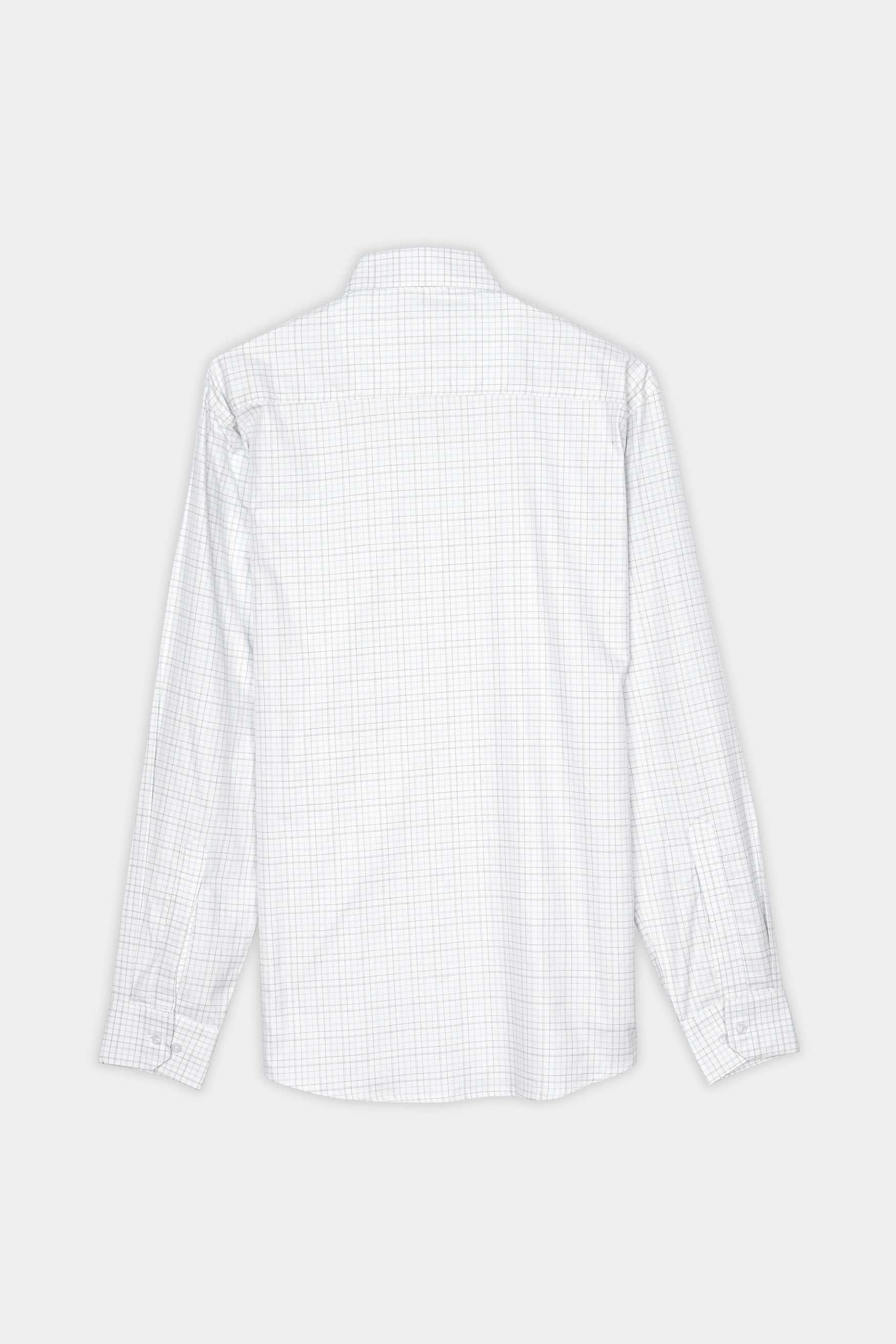 Bright White and Hit Gray Checkered Premium Cotton Shirt