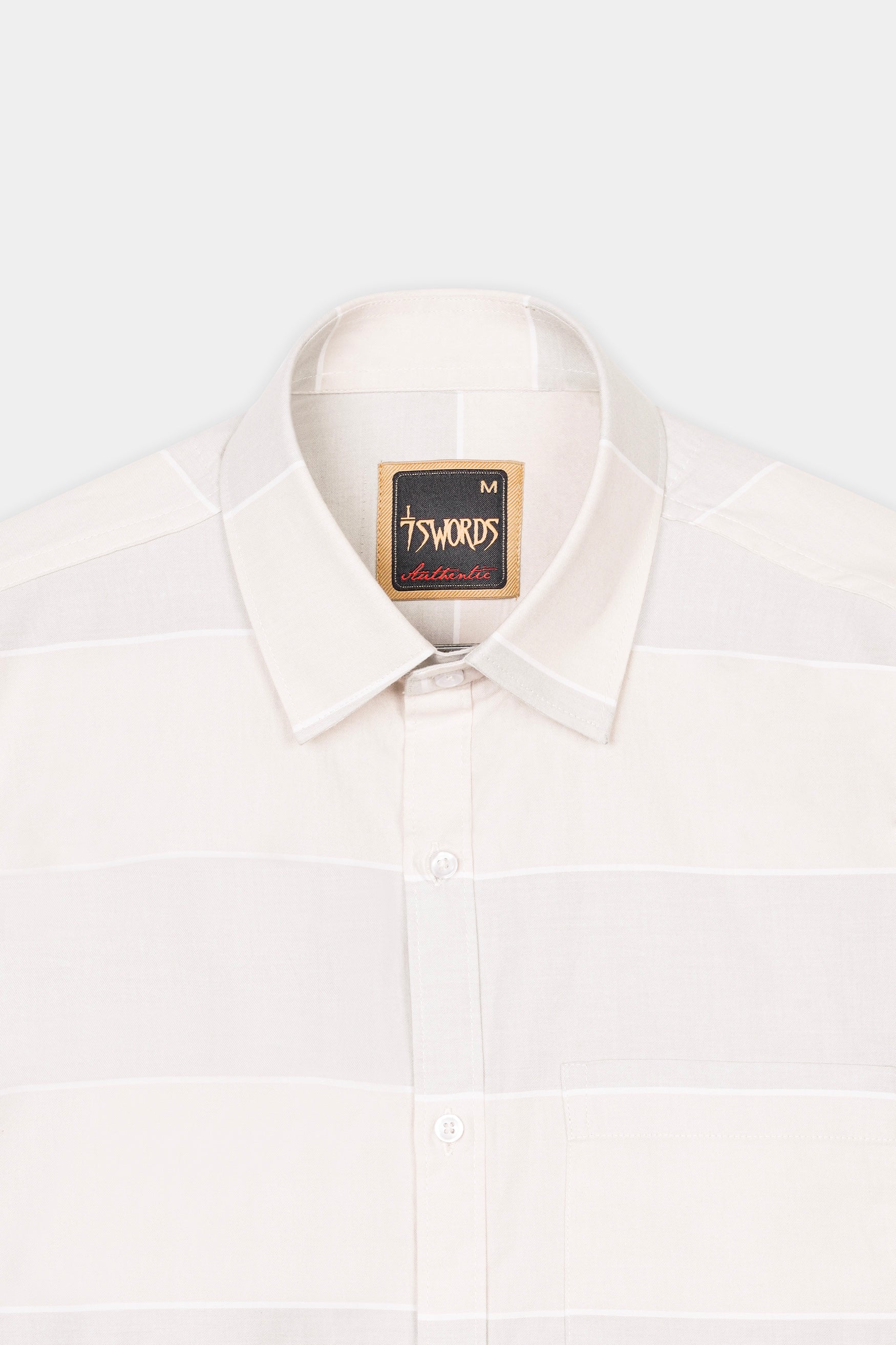 Amour Beige and Oyster Brown Striped Premium Cotton Shirt