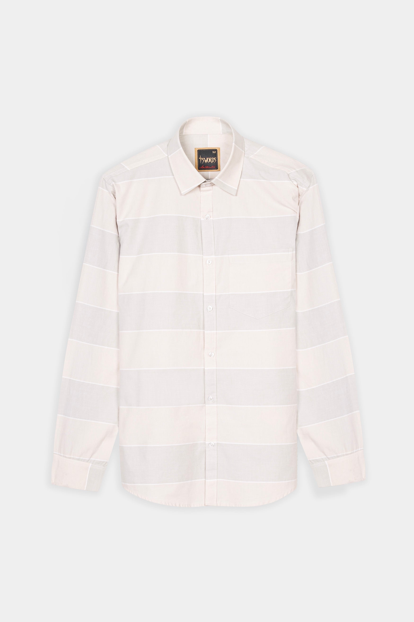 Amour Beige and Oyster Brown Striped Premium Cotton Shirt