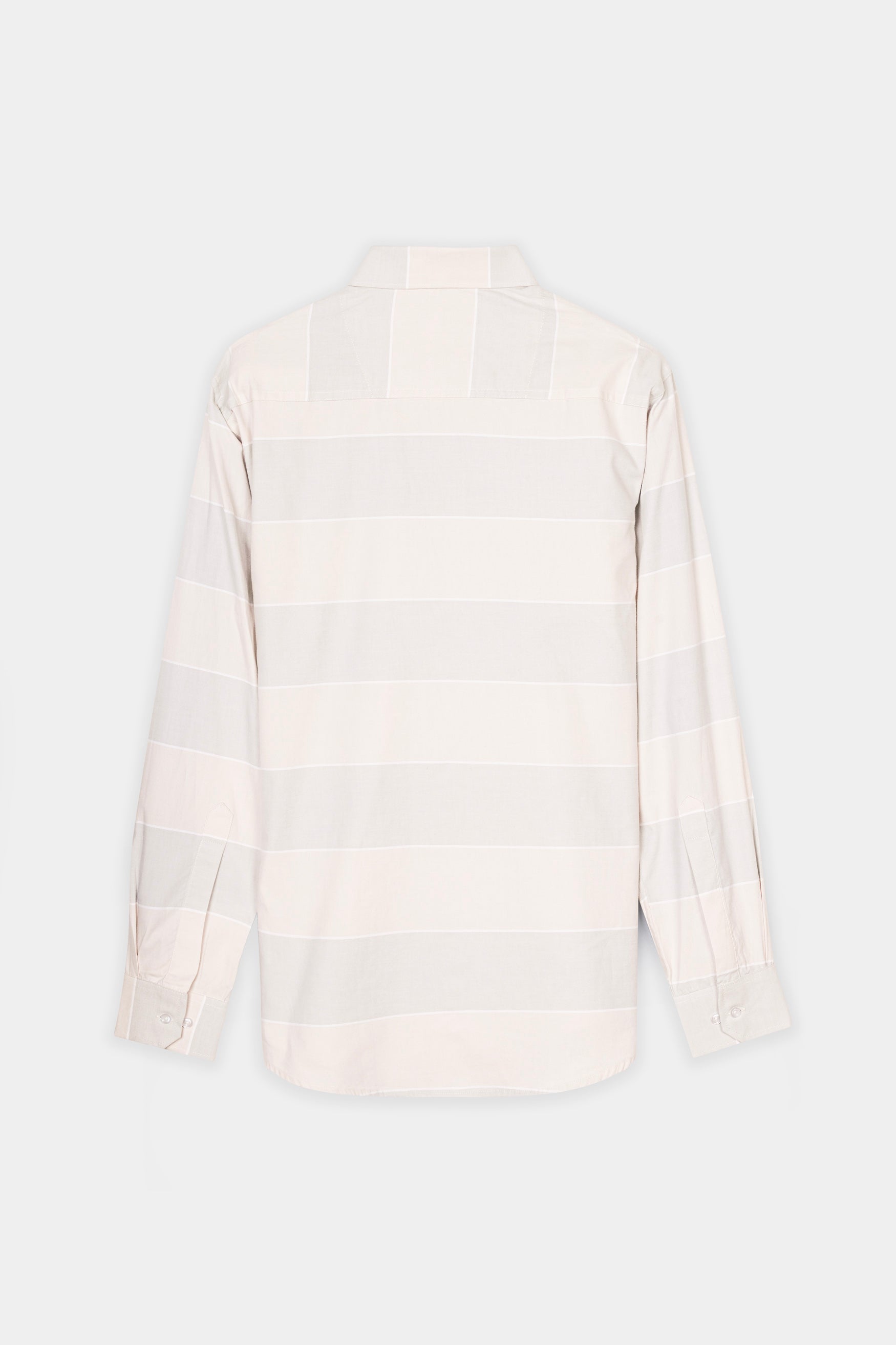 Amour Beige and Oyster Brown Striped Premium Cotton Shirt