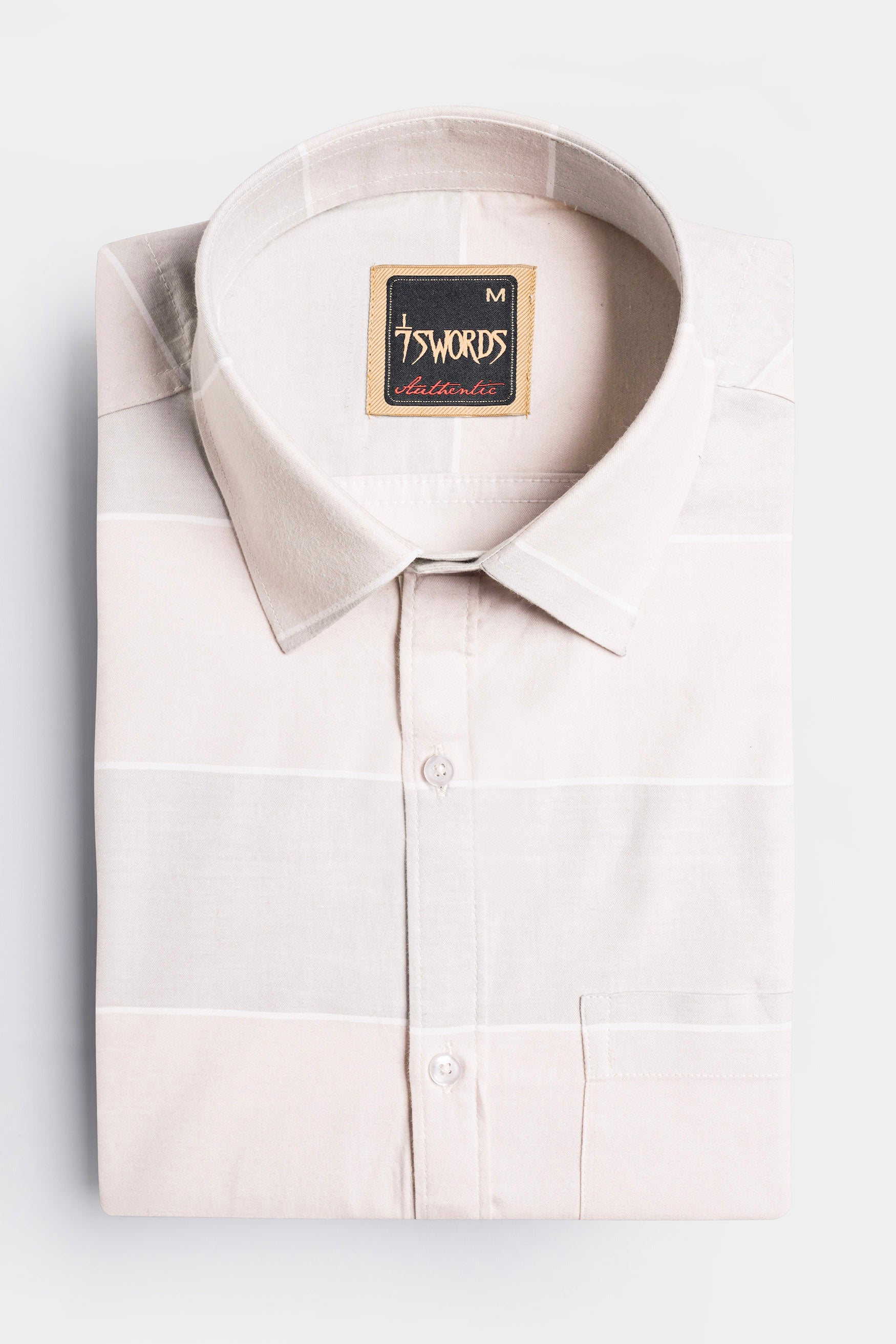 Amour Beige and Oyster Brown Striped Premium Cotton Shirt