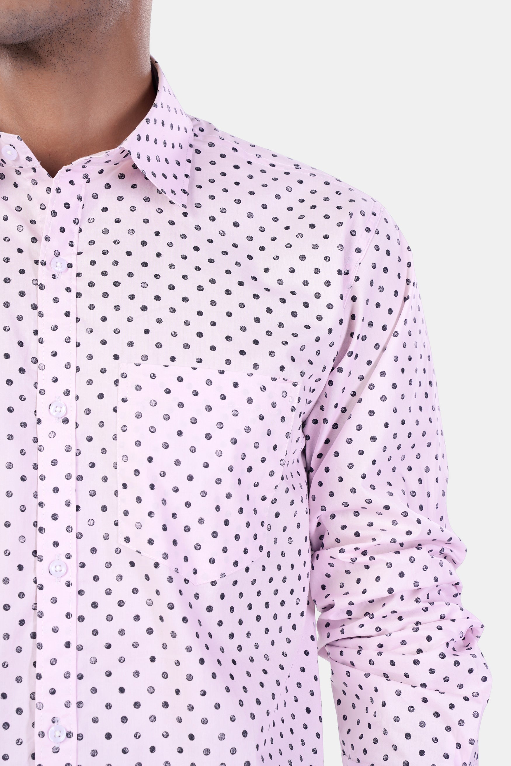 Cameo Lavender and Martini Gray Polka Dotted Premium Cotton Shirt