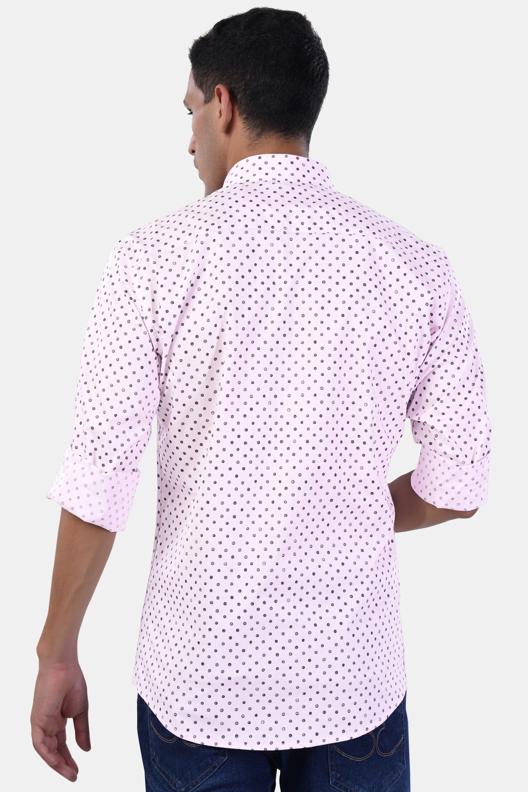 Cameo Lavender and Martini Gray Polka Dotted Premium Cotton Shirt